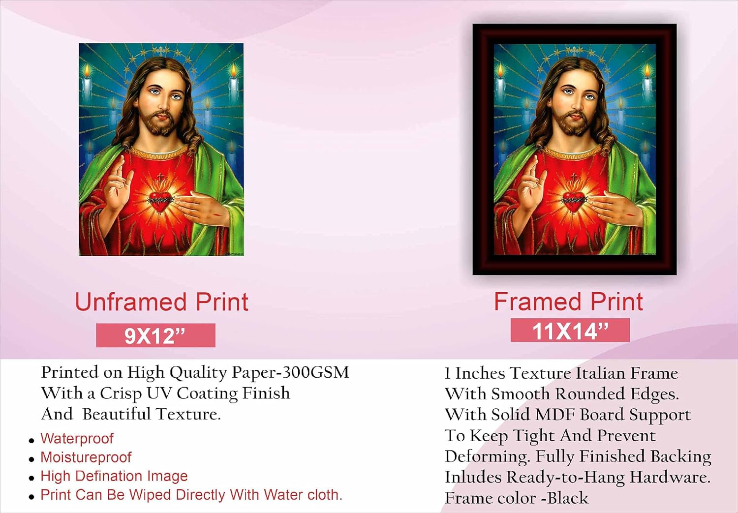 SAF paintings Lord Jesus Sparkle Framed Acrylic Glass Painting 14 inch x 11 inch SANFR03