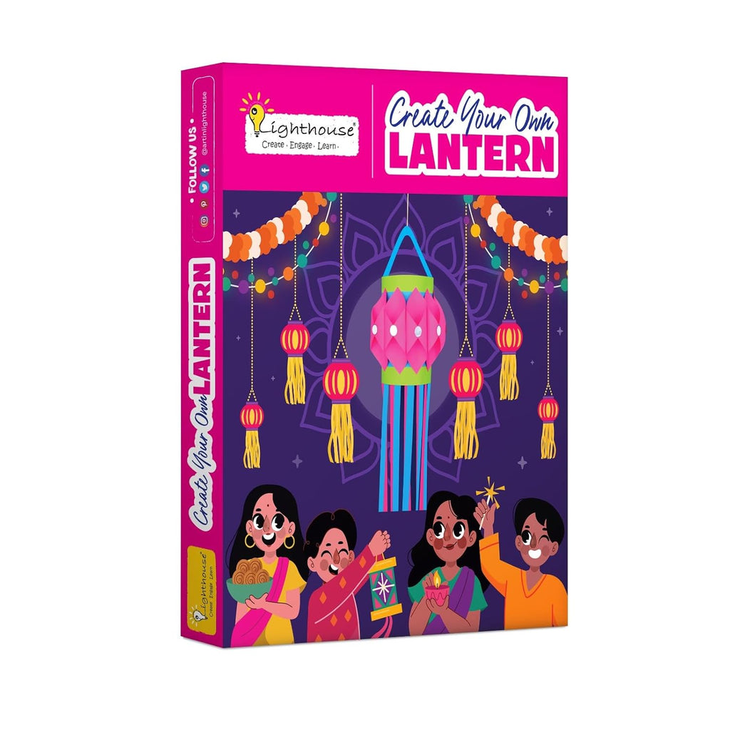 Lighthouse DIY Lantern Kit for Diwali | Art and Craft Kit for Kids | Diwali Decoration Kit, Includes Paper Cutouts, Sequences, Lantern Strips and More (Pack of 5)