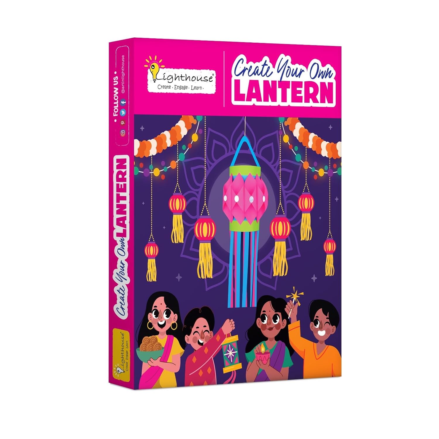 Lighthouse DIY Lantern Kit for Diwali | Art and Craft Kit for Kids | Diwali Decoration Kit, Includes Paper Cutouts, Sequences, Lantern Strips and More (Pack of 5)