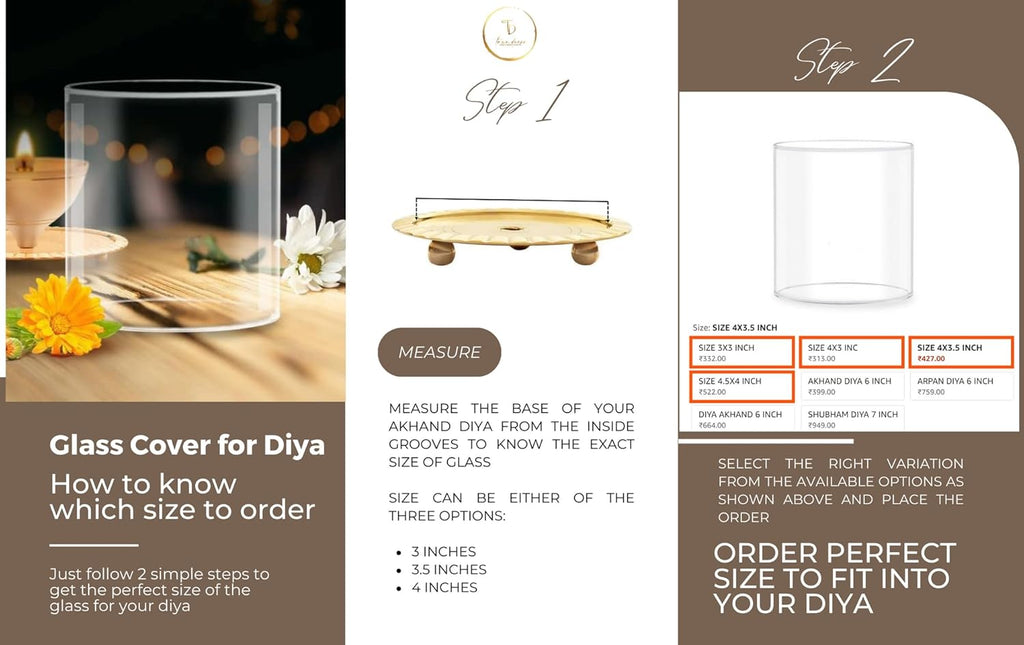 True Decor Borosilicate Diya Glass Cover Only Without Diya Glass Cover (Height: 3 Inch Width: 3 Inch)