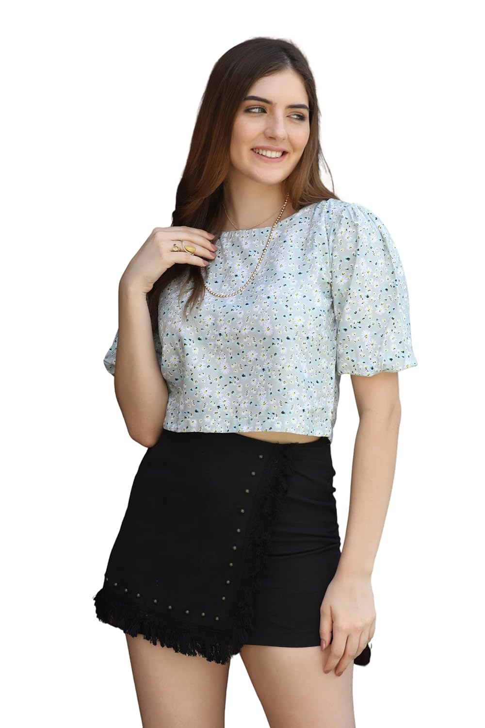 GRECIILOOKS Women's Tie-Dye Puff Sleeve Tops for Women