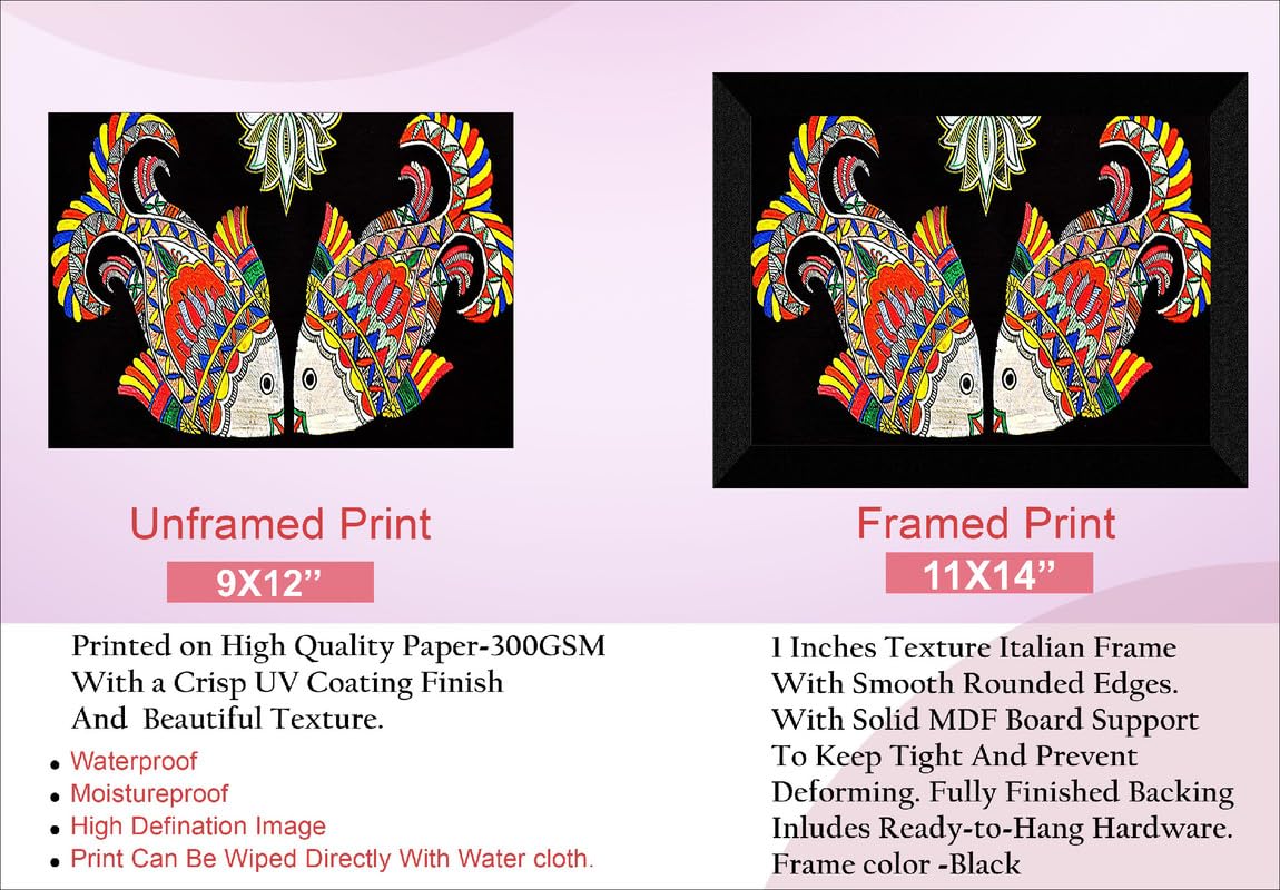 SAF paintings Madhubani Traditional Black frame painting for Wall Decoration,Home and Office OL-SANFK33377