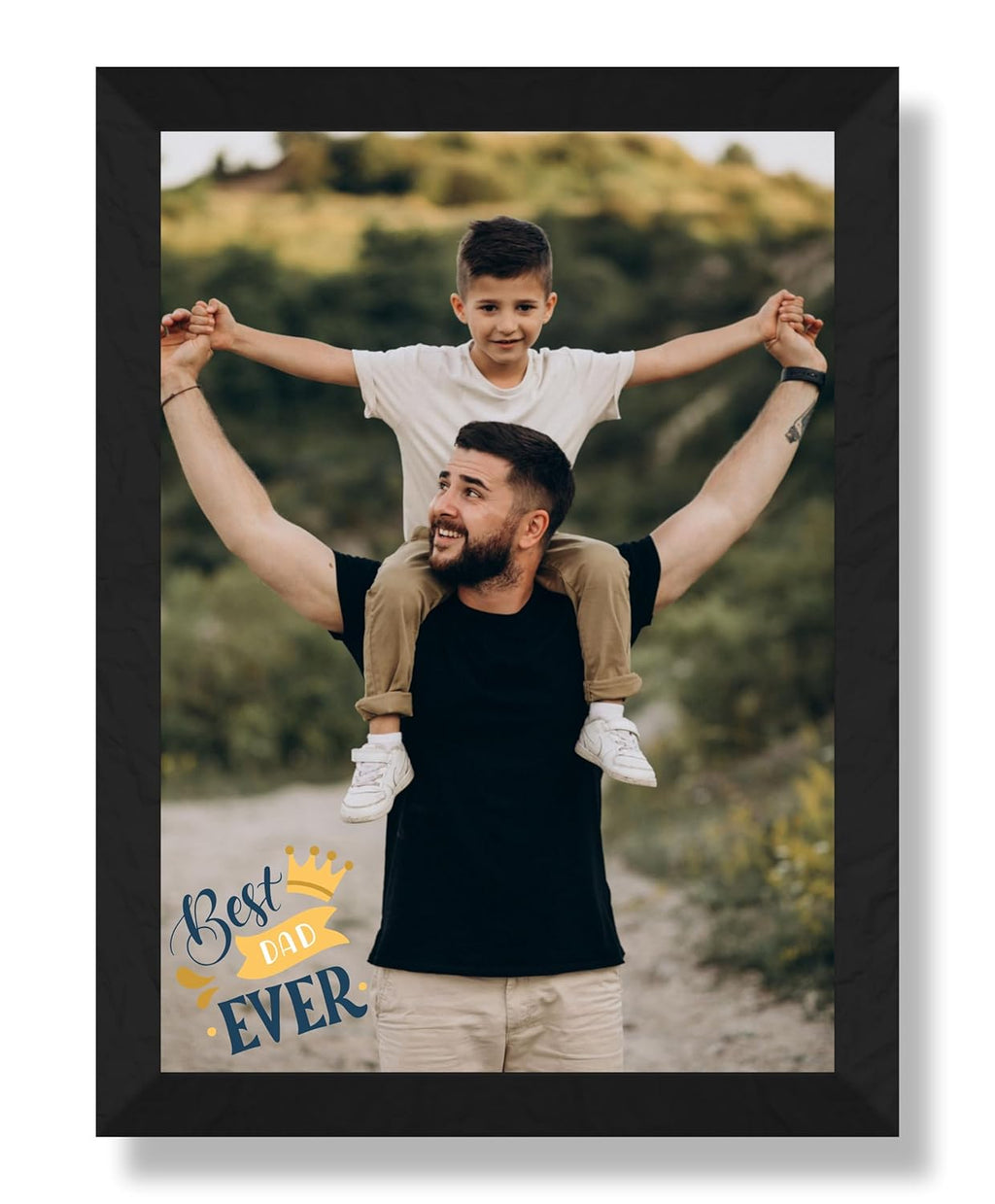 SAF photo frame Best Dad ever Customized Black Frame Photo Frame For home And wall décor,Living Room And Bedroom||Personalized Photo Frame Couple,Family,and Friends 30 cm x 23 cm PF-B-06