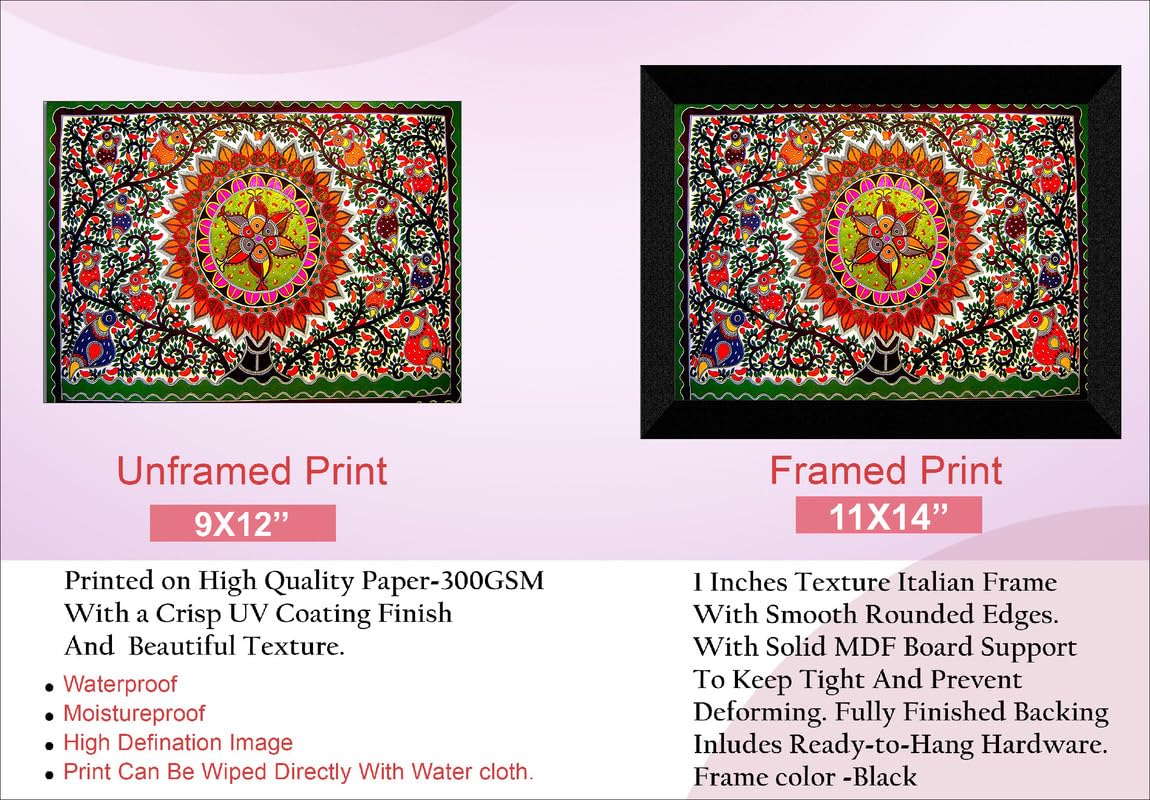 SAF paintings Madhubani Traditional Black frame painting for Wall Decoration,Home and Office OL-SANFK33420
