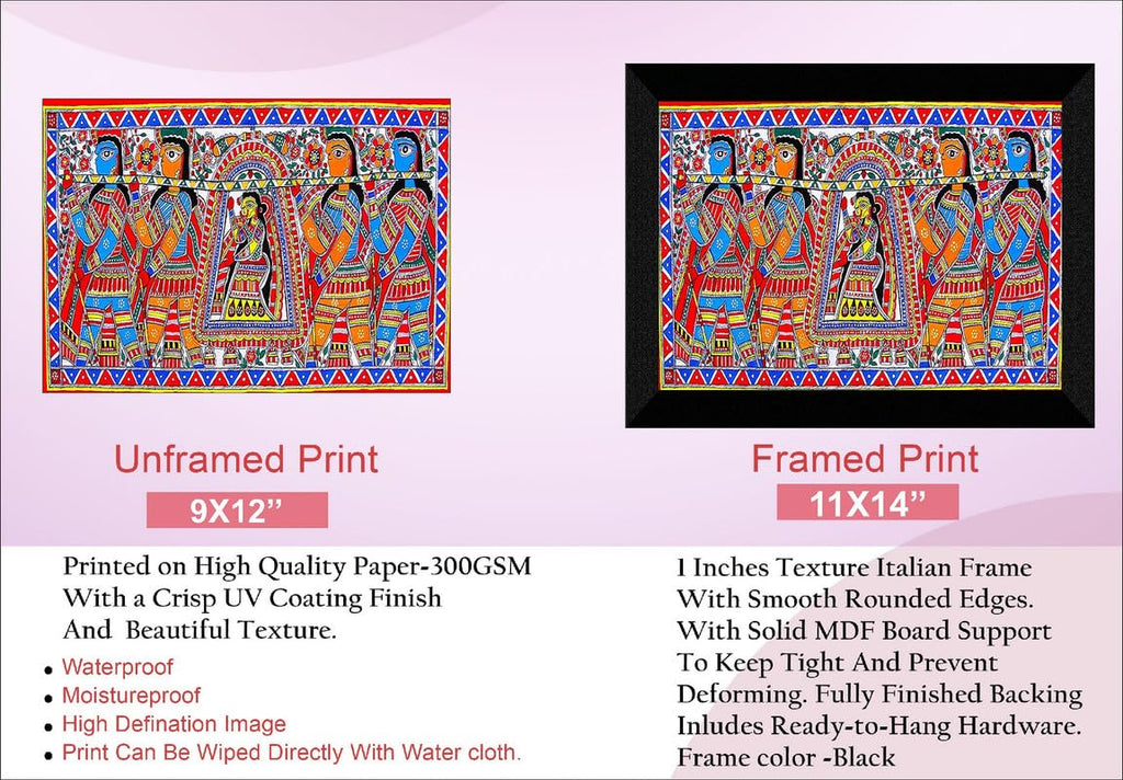 SAF paintings Madhubani Traditional Black frame painting for Wall Decoration SA-SANFK33357