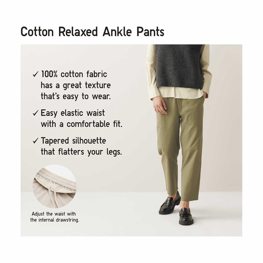 Alan Jones Clothing Women's Cotton Relaxed Ankle Pants