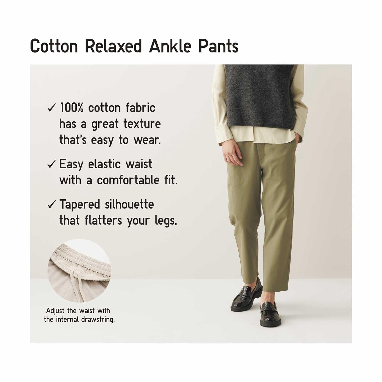 Alan Jones Clothing Women's Cotton Relaxed Ankle Pants