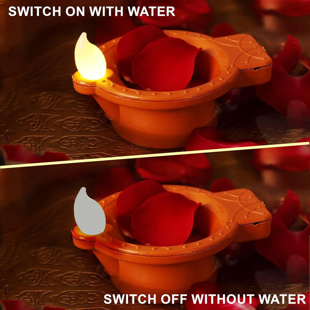 HOMFIL Water Sensor Diya Set | Electric Flameless & Smokeless Diya | LED Water Diyas for Diwali Festival, Balcony, Home & Office Decor | Useful for Diwali Festivals, Home Decor (Pack of 24)