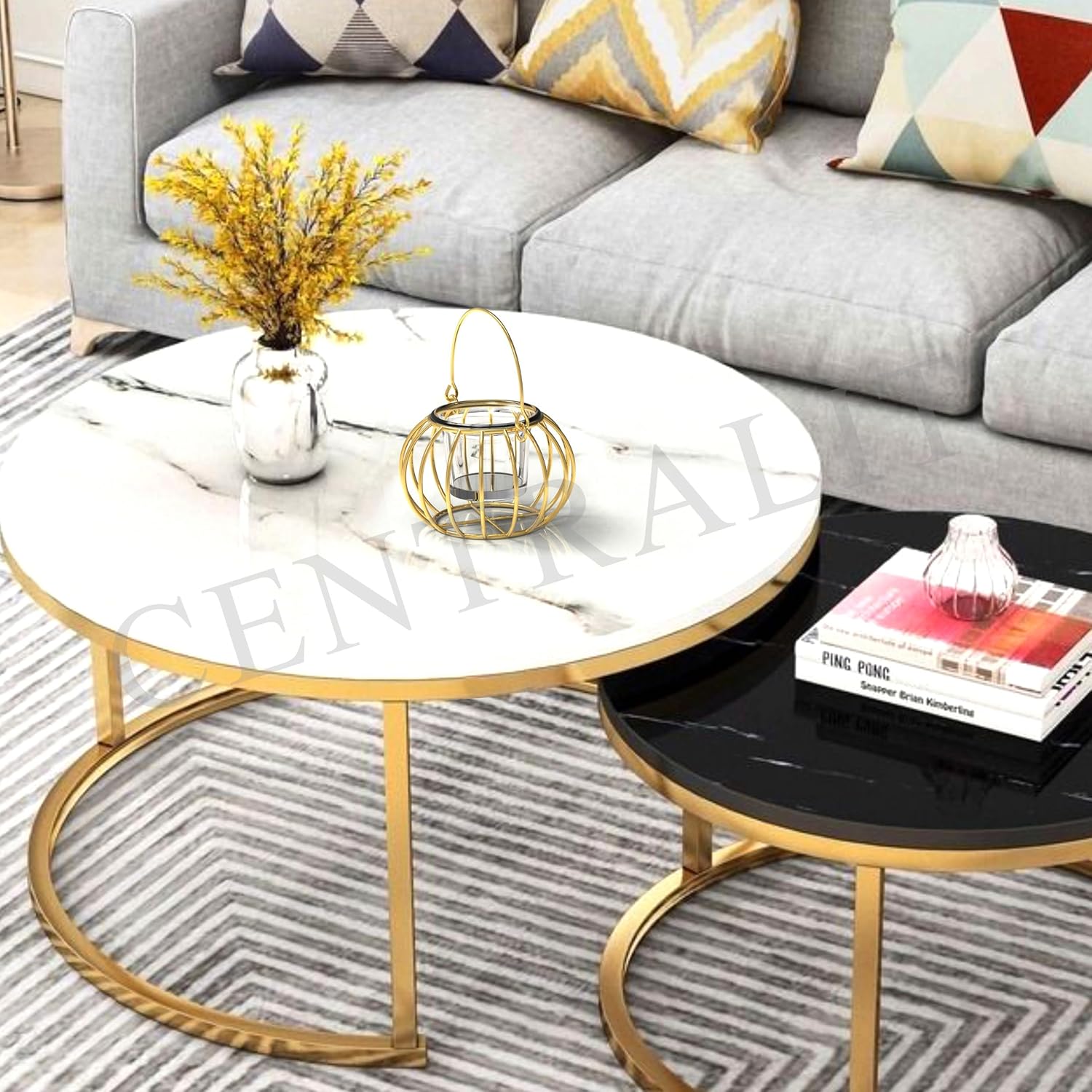 CentraLit Home Decor Items -Hanging Lantern With Glass Tea Light Candle - Diwali Diya Decor Puja Items - Return Gift For House Warming Ceremony- Varalakshmi Pooja Room Decor Pack Of 2 (Gold)