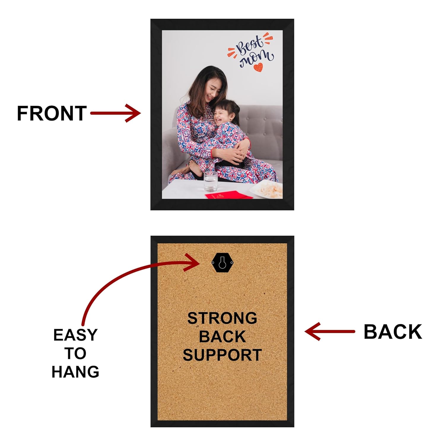 SAF photo frame Best Mom Customized Black Frame Photo Frame For home And wall décor,Living Room And Bedroom||Personalized Photo Frame Couple,Family,and Friends 30 cm x 23 cm PF-B-07