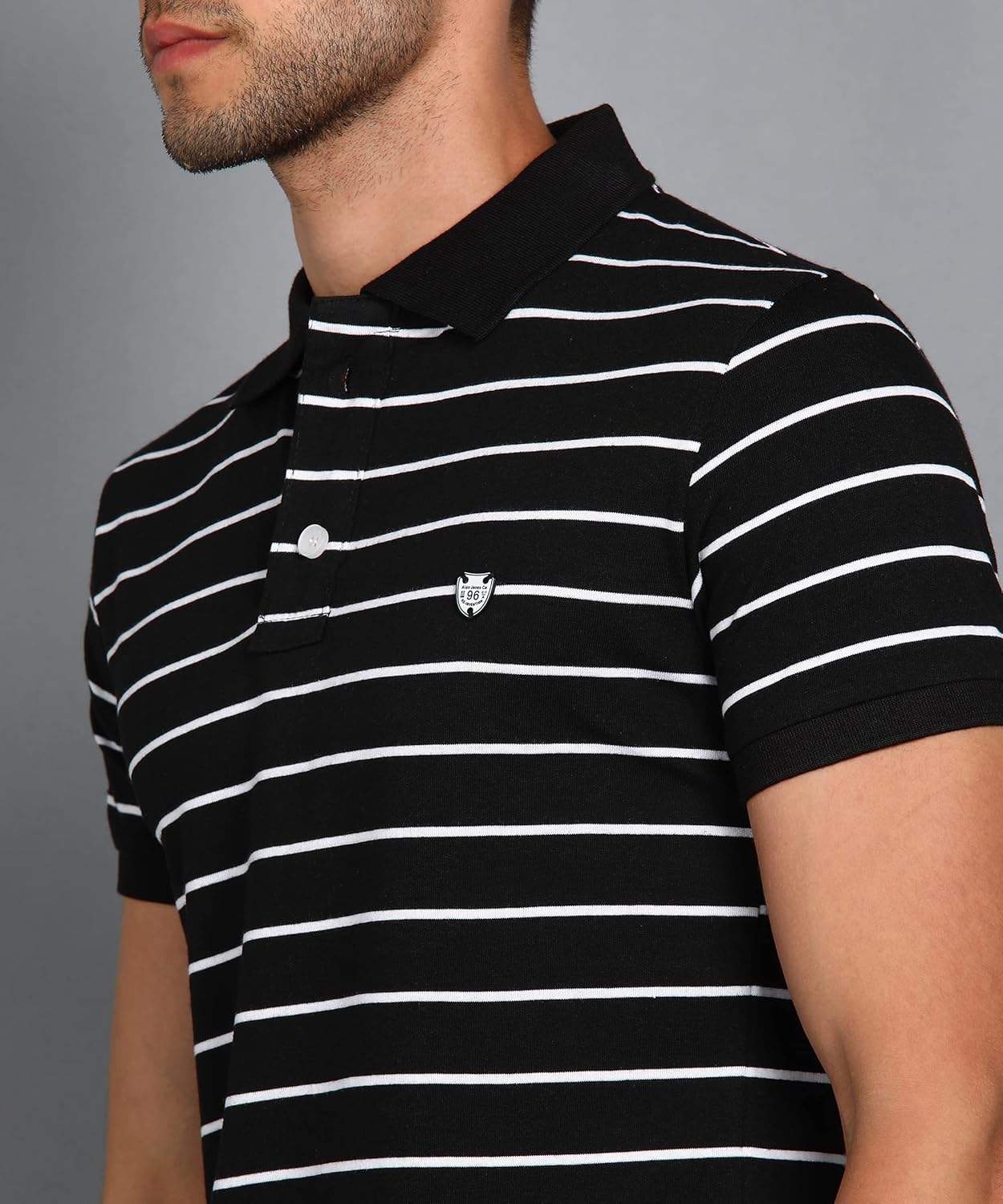 Alan Jones Clothing Men's Striped Cotton Regular Fit Polo T-Shirt-5