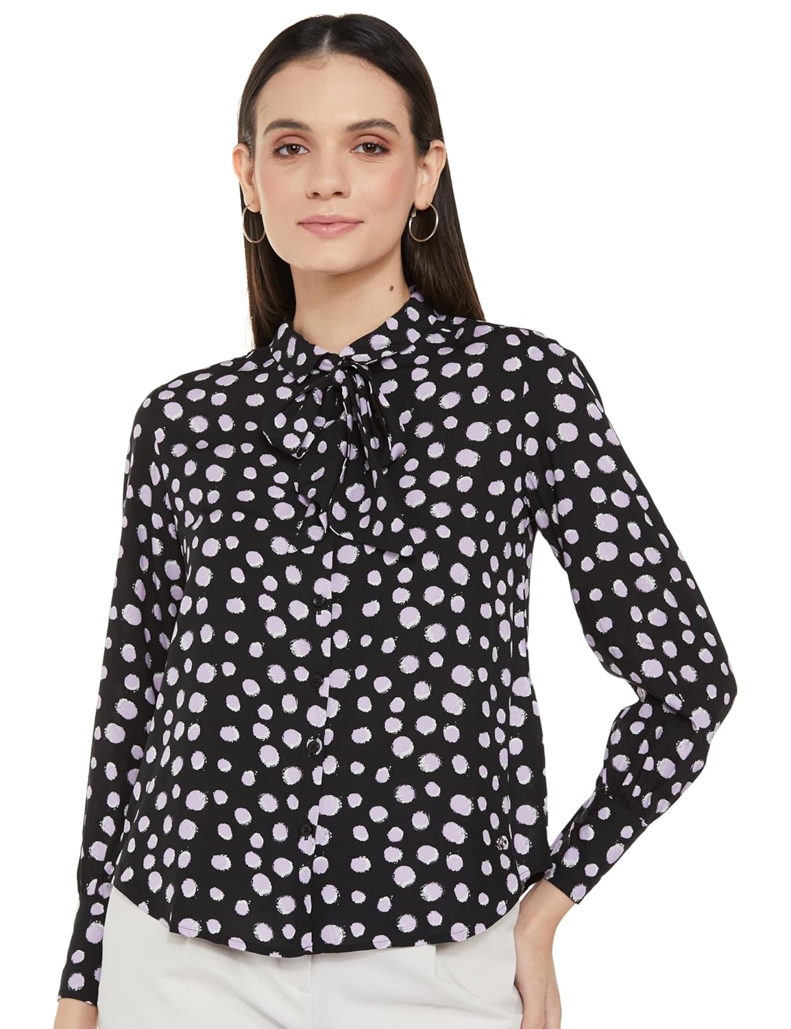 Allen Solly Women's Black Printed Full Sleeve Casual Shirt