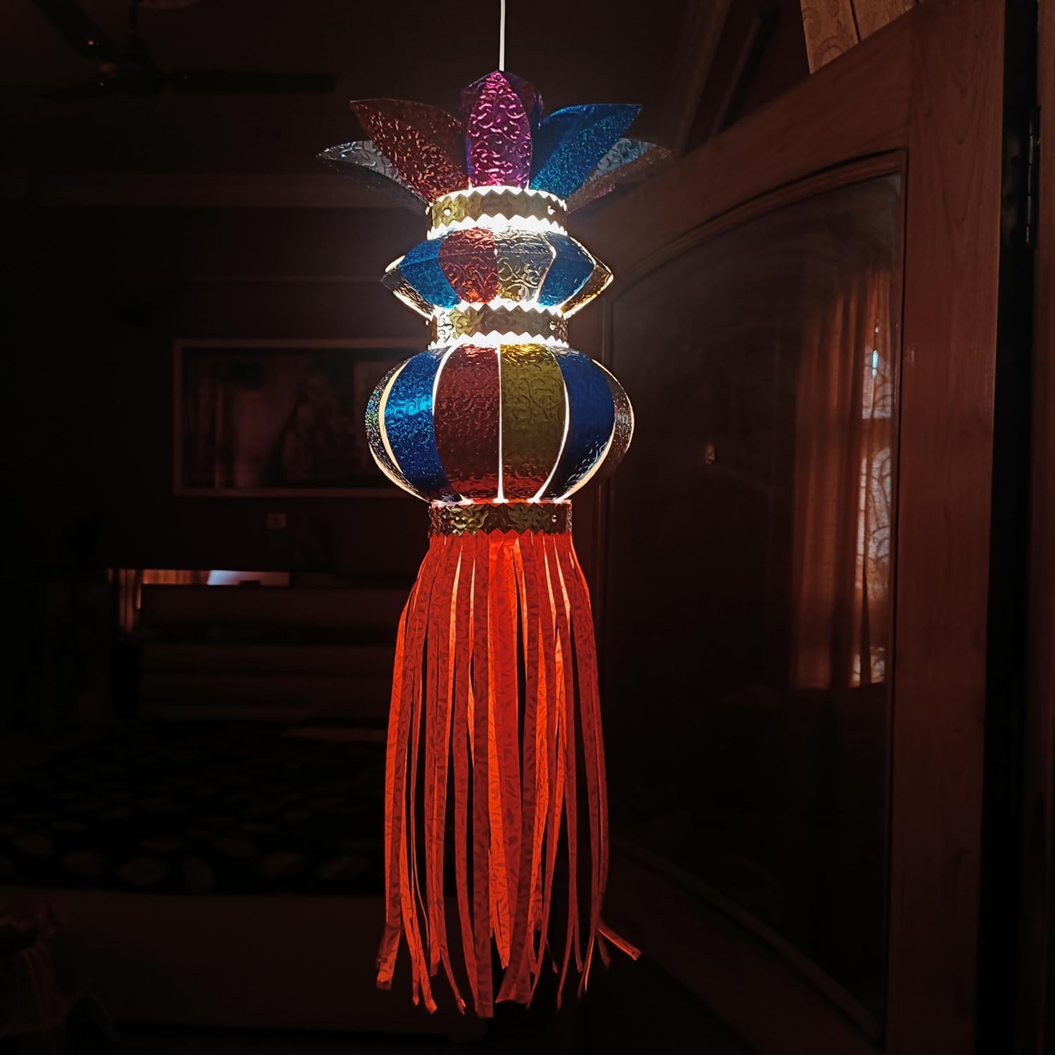 ALILA Hanging Lantern Lamp Shade Akash Kandil For Diwali Balcony Jhumar For Hall Home Diwali Balcony Hanging Living Room Christmas Decor Decoration (Self Assembly - DIY: DO IT Yourself)