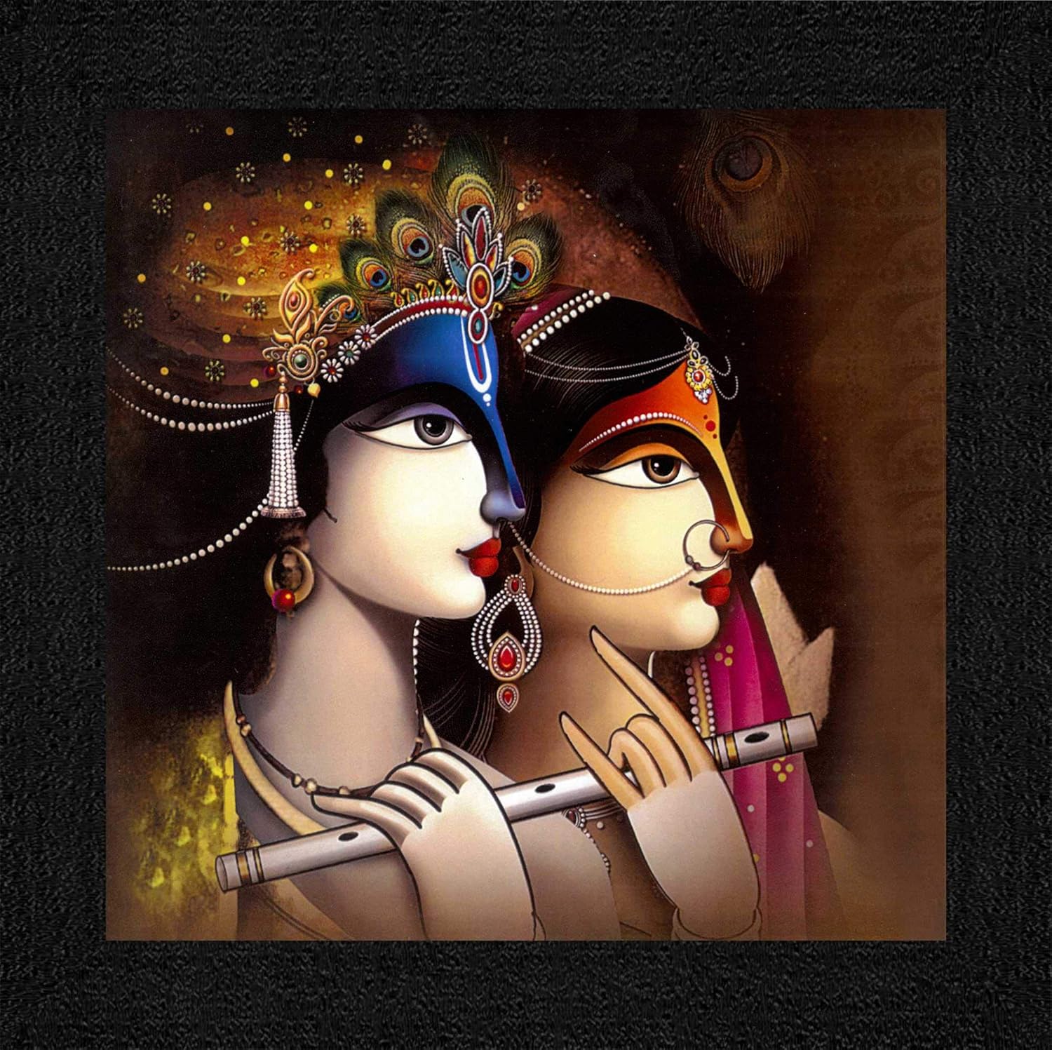 SAF paintings Radha Krishna UV Coated Home Decorative Gift Item Framed Painting 12 inch X 12 inch SPNF915G618D