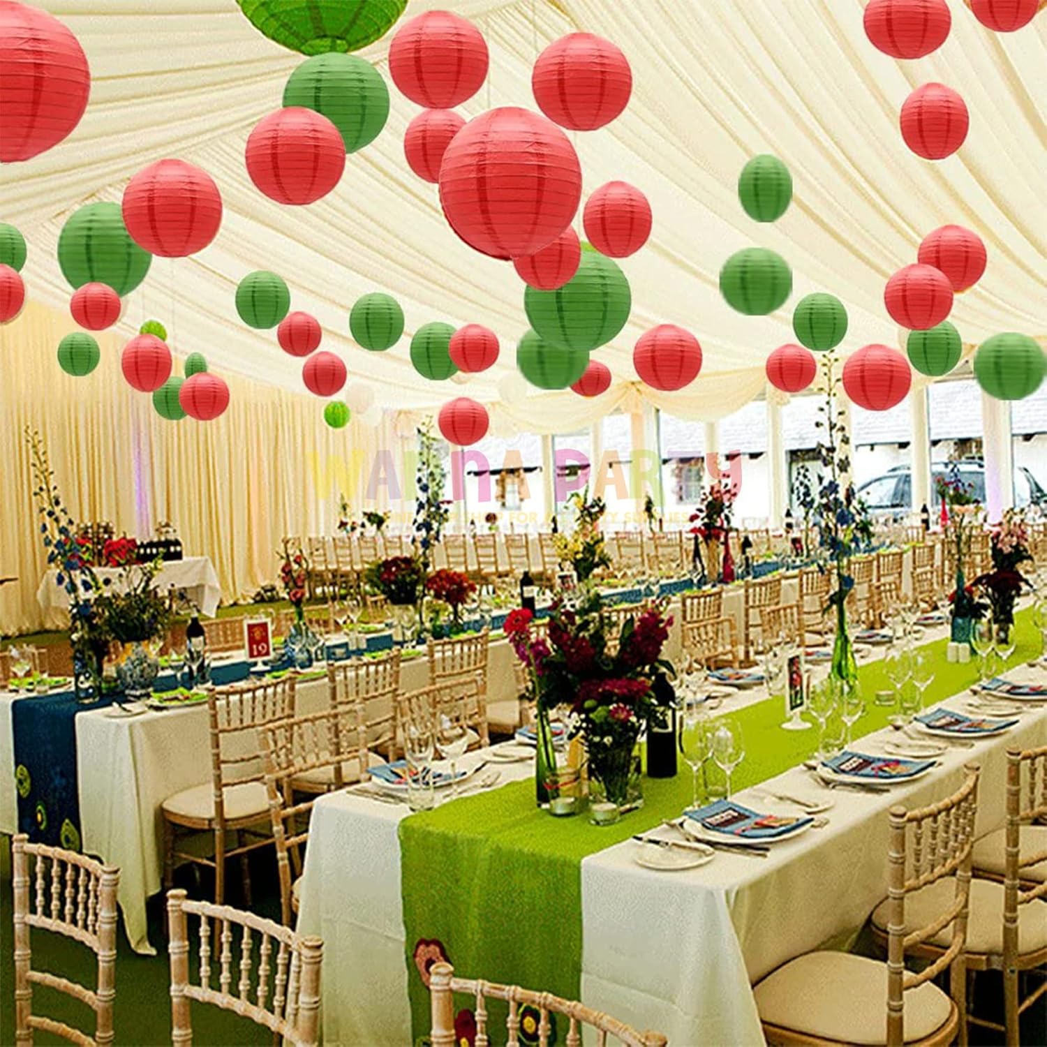 Wanna Party 12 Inches Paper Lanterns Light Green, Hanging Paper Lantern for Diwali Christmas Indoor Outdoor Home Decor, Hanging Paper Ball Decoration for Marriage Baby Shower Birthday Decor, Pack of 1