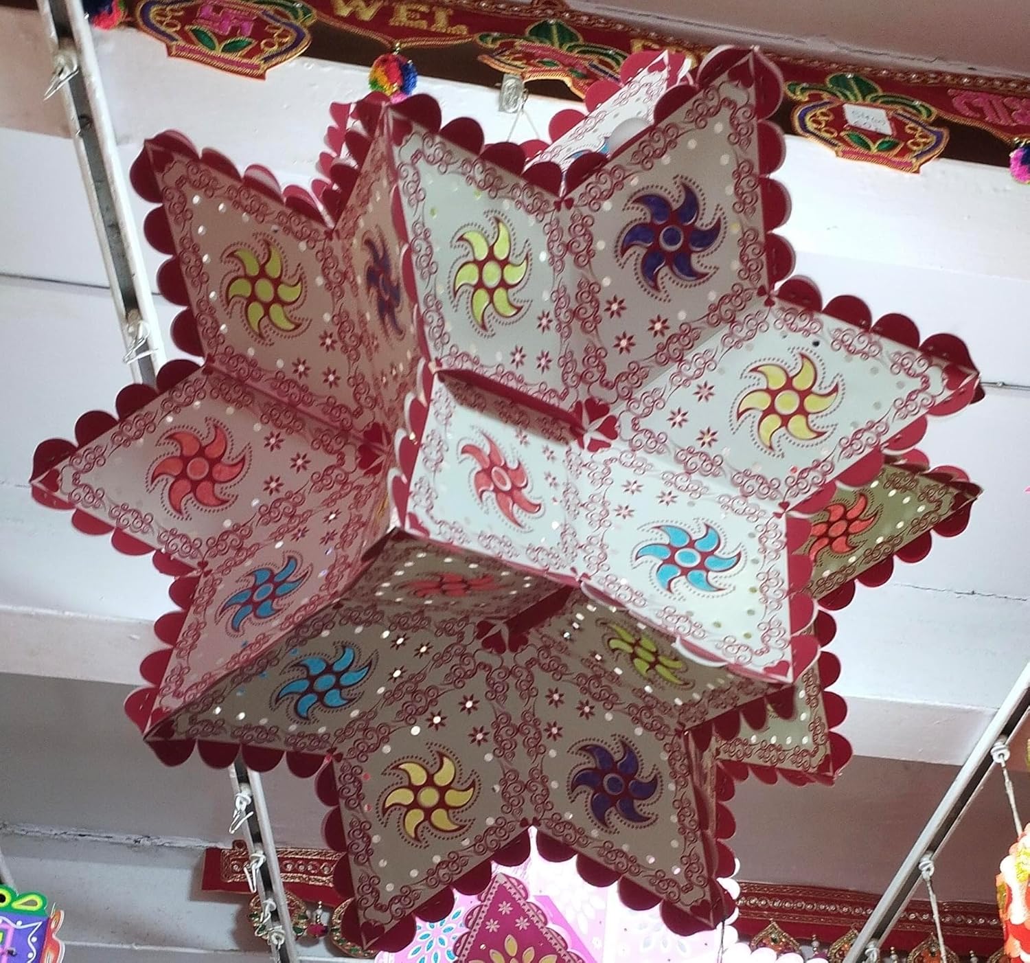 ALILA Self Assemble Christmas STAR Akash Kandil Lantern Lamp Shade kandil Jhummar for Xmas Decoration Hotels Home Diwali Light, Colour As per Availability, (Self Assembly - DIY: DO IT Yourself)