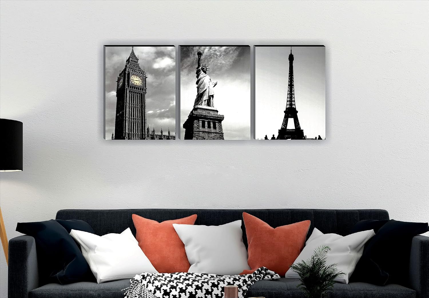 SAF paintings Tower Multieffect UV Textured Panel Painting (Set of 3, 12 Inches X 27 Inches (SANFC12257) SANFC12257