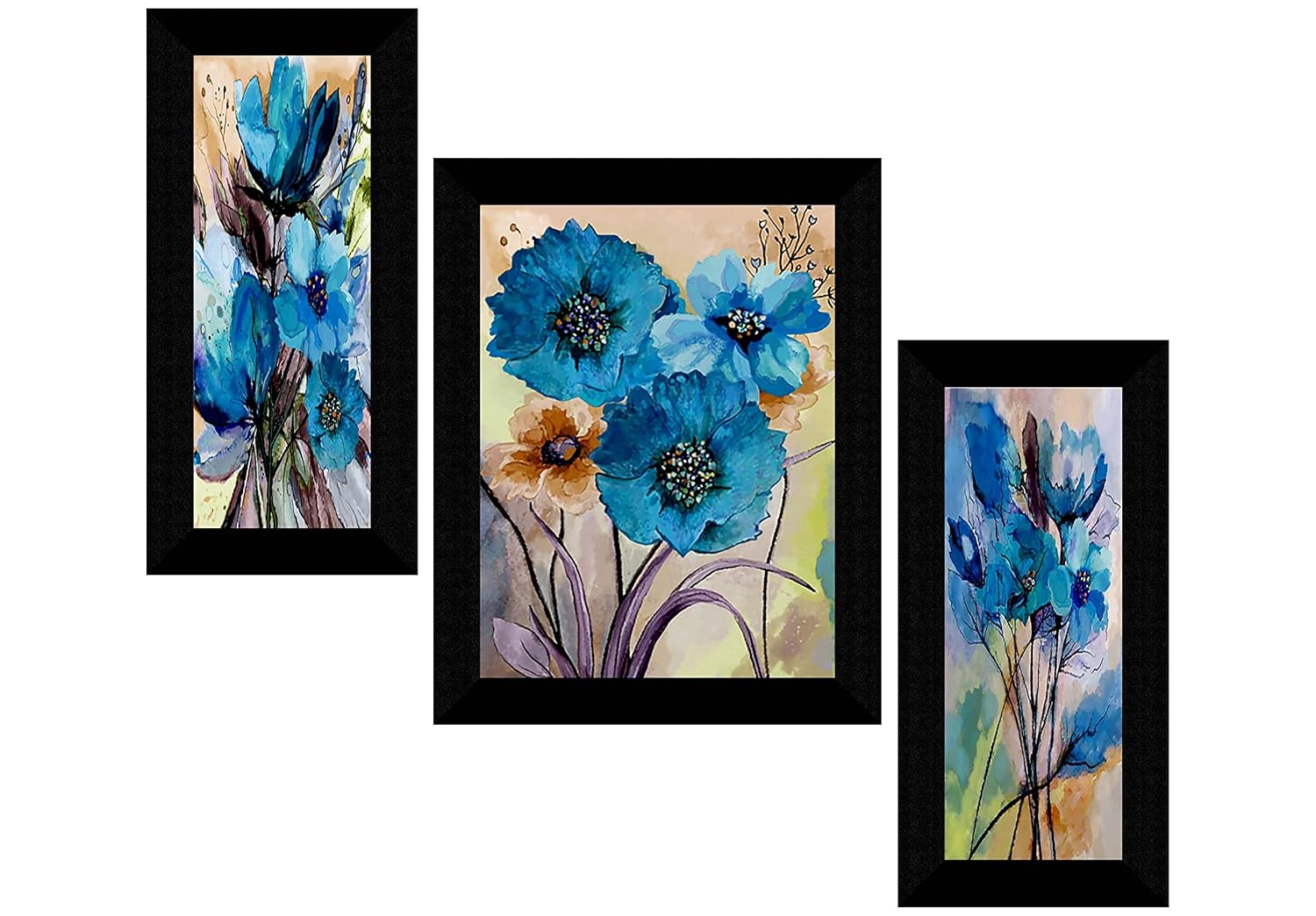 SAF paintings Set of 3 flower modern art UV textured Wall Painting with Frame for Home decoration 13.5 inch x 22.5 inch SANFS32579