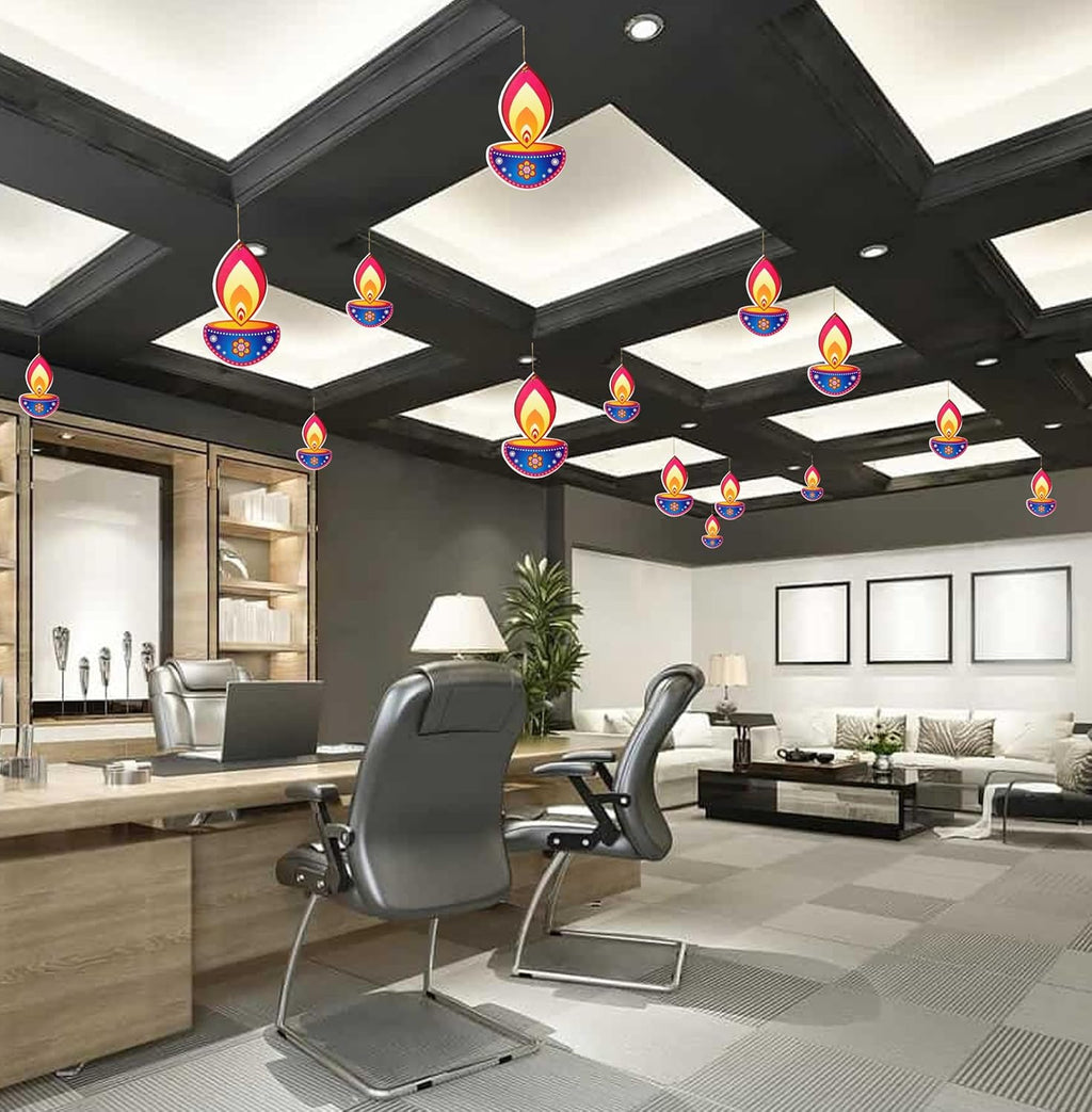 TOYXE Paper Hanging Deepak for Diwali Decoration Set of 10 Pcs