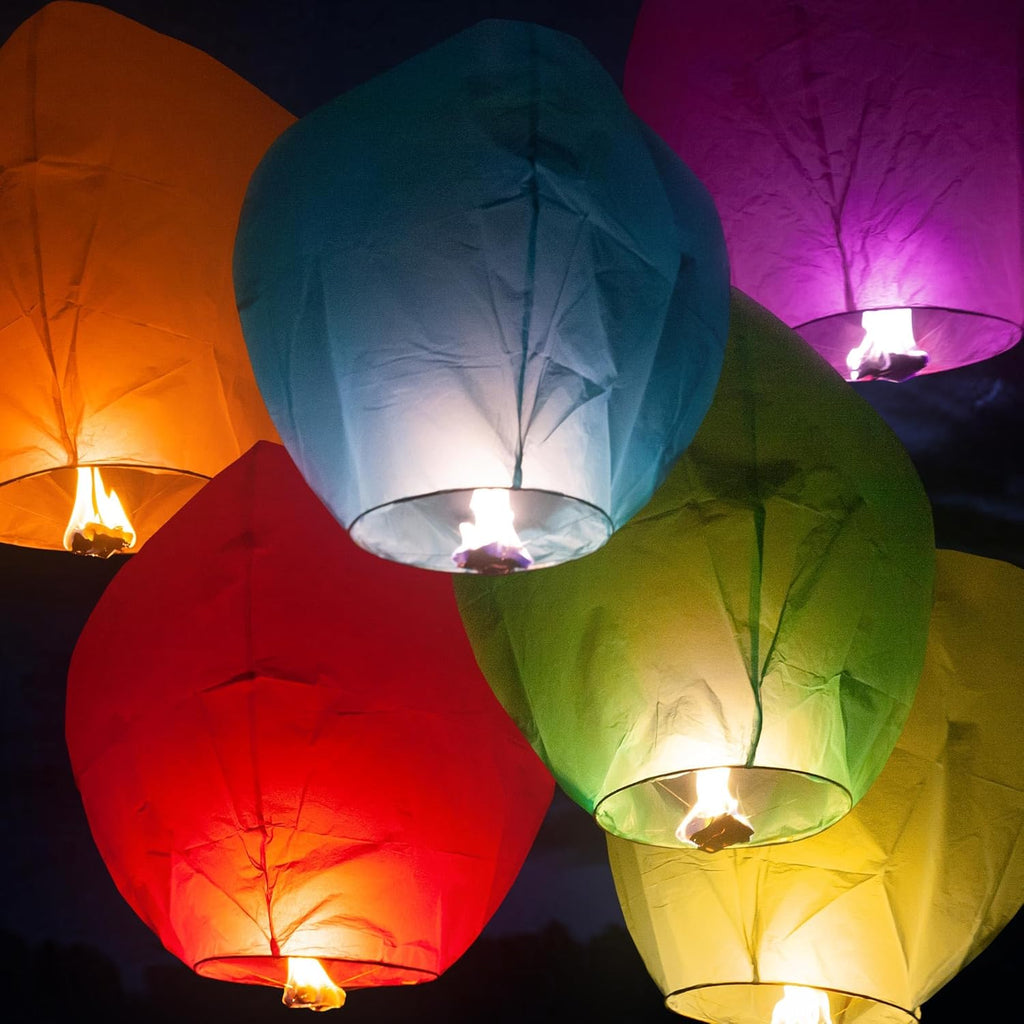 PRINT BHARAT Flying Night Sky Light Candle for Diwali/Christmas/Sky Lanterns Multicolour Hot Air Balloon/Birthday/All Festival Multicolor,Paper (Sky Lanten 5)