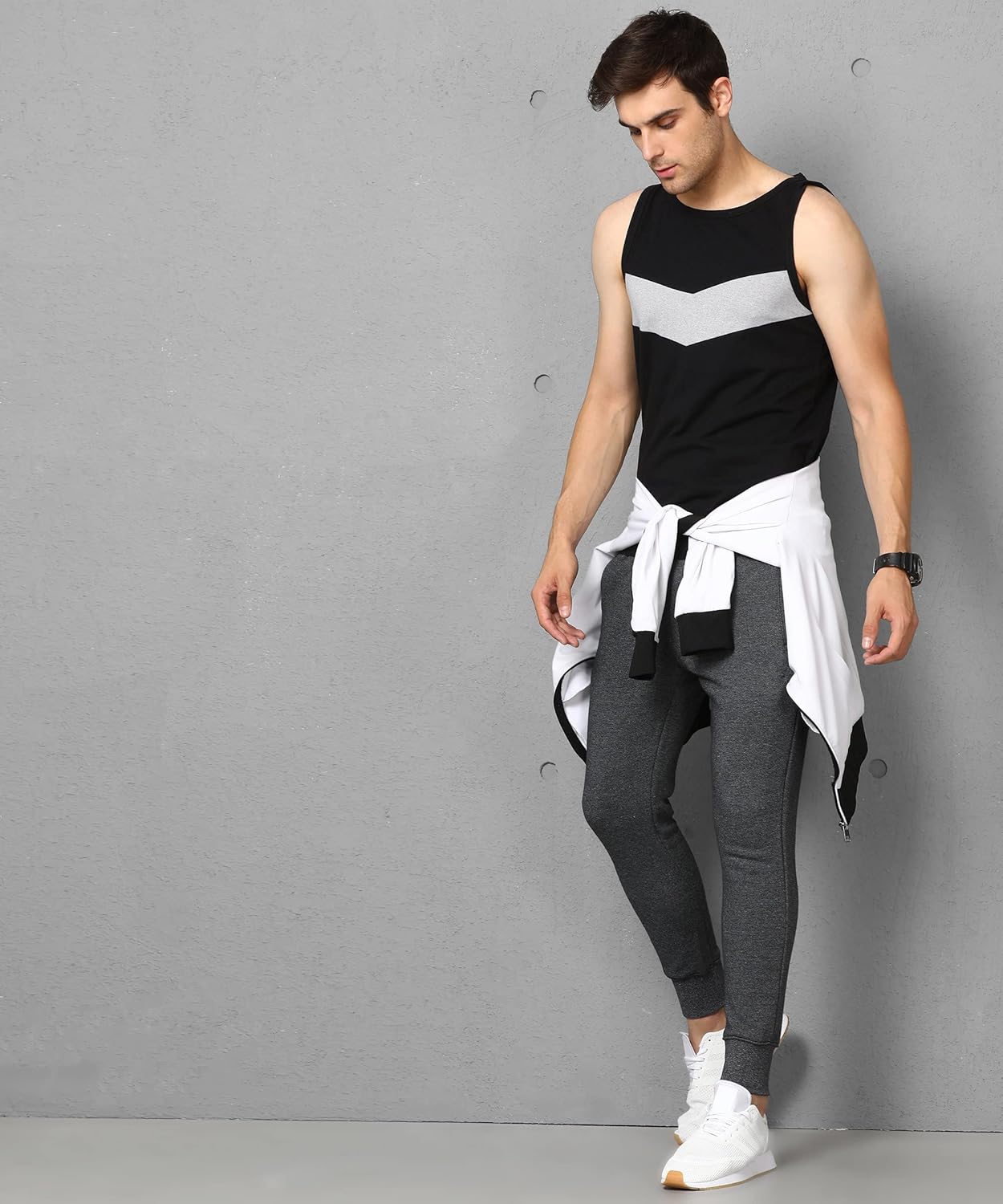 Alan Jones Clothing - Men's Cotton Colorblocked Sleeveless Regular Fit T-shirt-4
