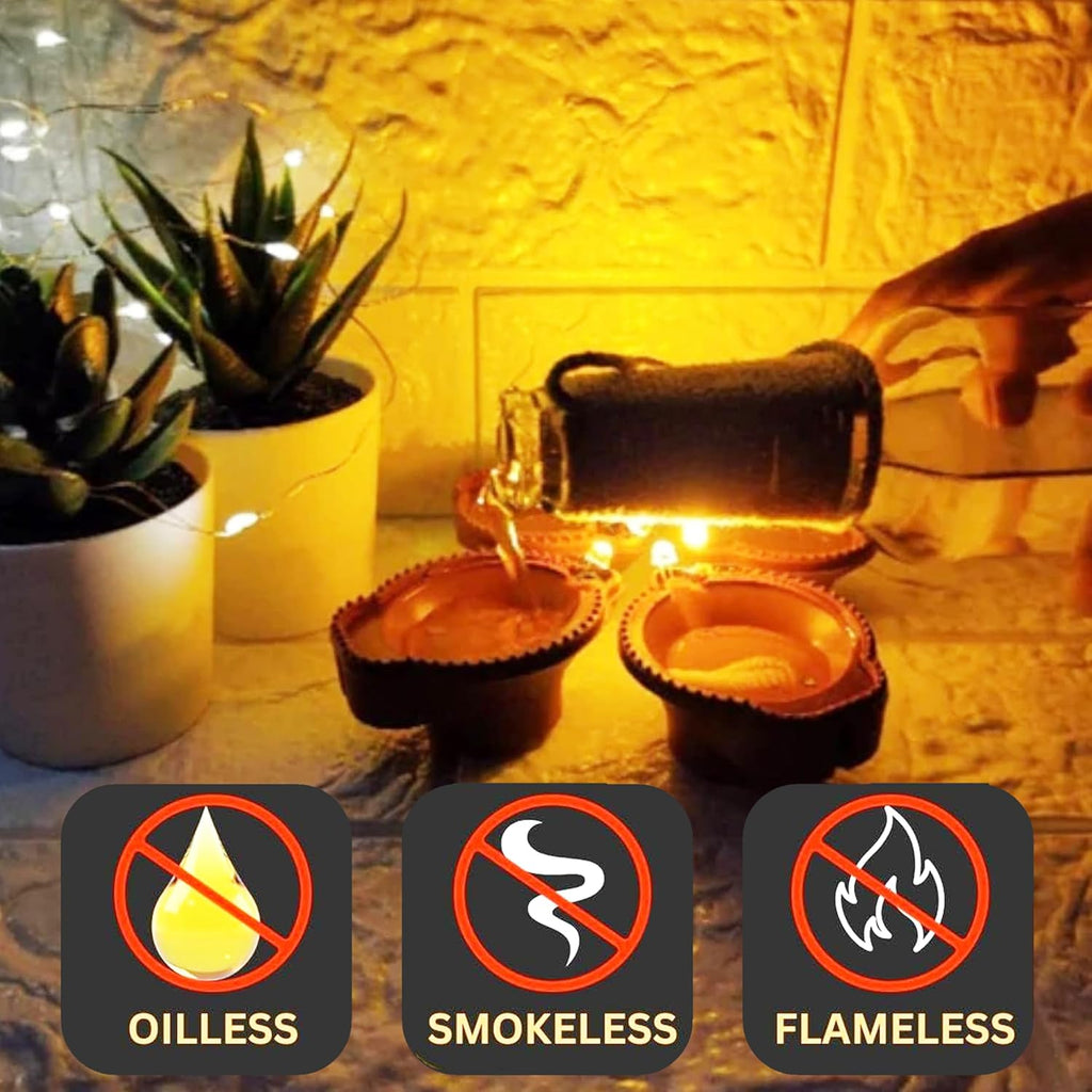 HOMFIL Water Sensor Diya Set | Electric Flameless & Smokeless Diya | LED Water Diyas for Diwali Festival, Balcony, Home & Office Decor | Useful for Diwali Festivals, Home Decor (Pack of 24)
