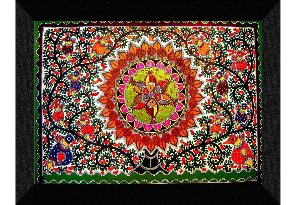 SAF paintings Madhubani Traditional Black frame painting for Wall Decoration,Home and Office OL-SANFK33420
