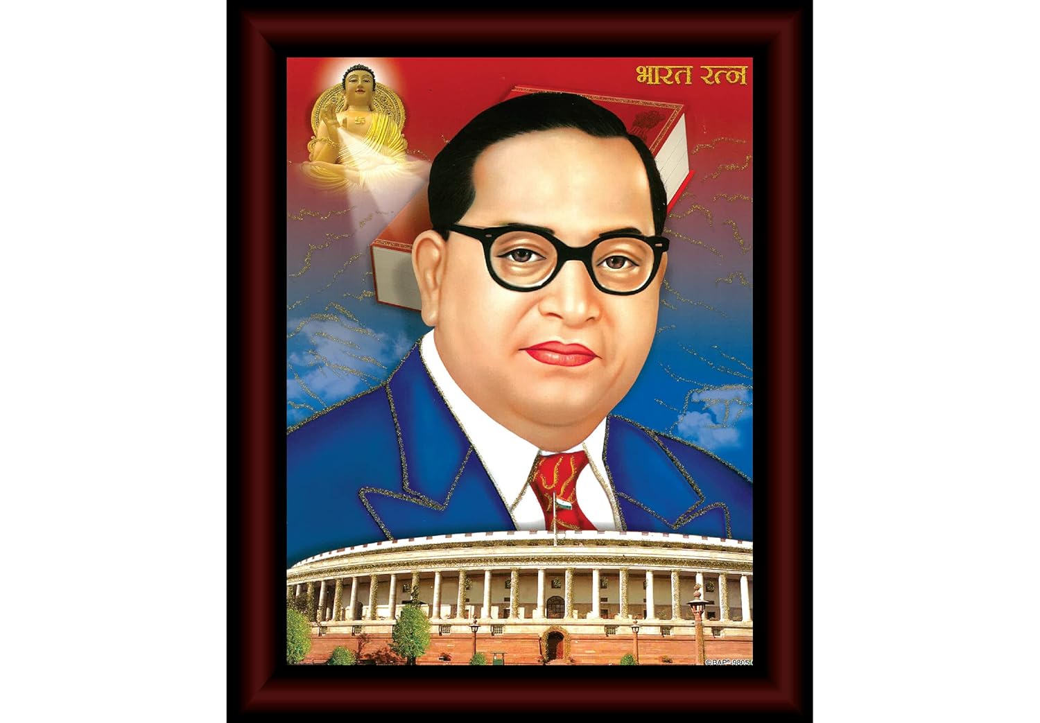 SAF paintings Bhim Rao Ambedkar Framed Acrylic Glass Painting 14 inch x 11 inch SANFR16(Multicolor)