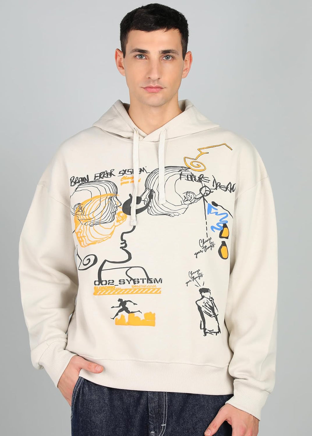 Alan Jones Clothing Cotton Blend Abstract Print Men's Oversize Hoodie