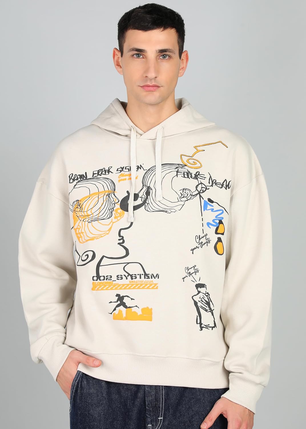 Alan Jones Clothing Cotton Blend Abstract Print Men's Oversize Hoodie