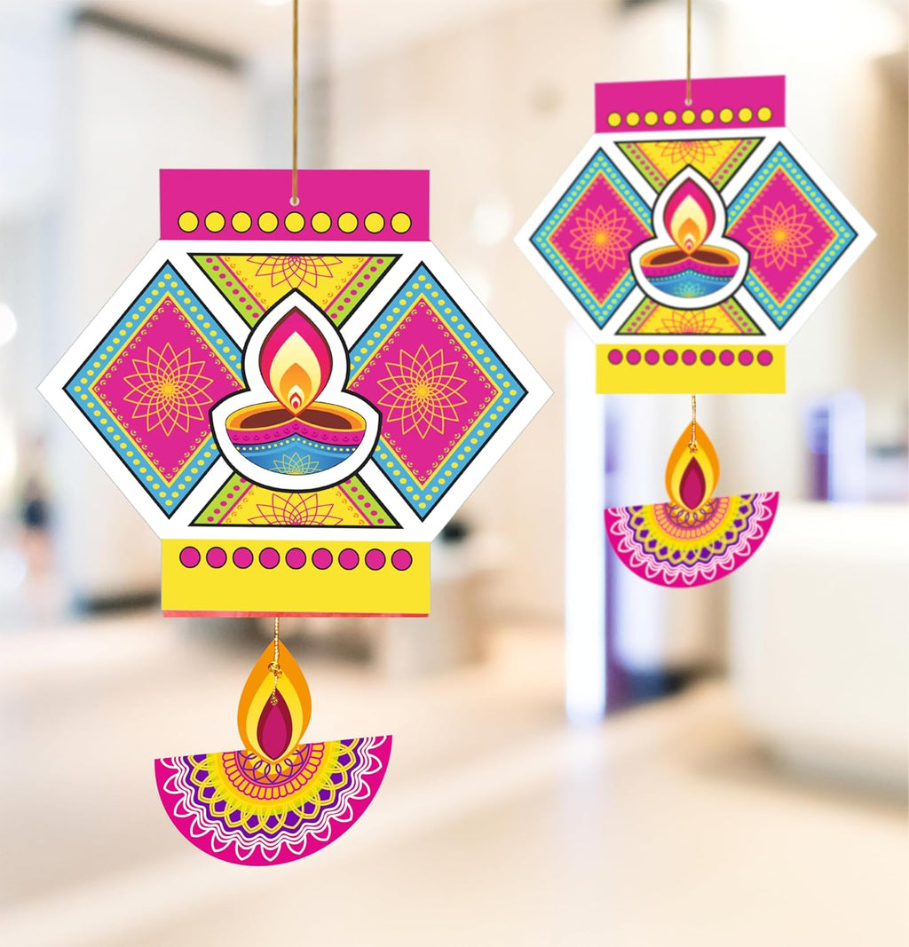 TOYXE Paper Hanging Kandeel Diya for Diwali Decoration Set of 10 Pcs