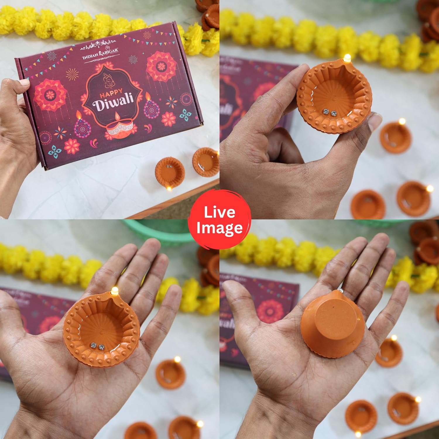 Indian Karigar 6pcs Water Sensor Diyas for Diwali Decoration Items for Home Decor Water Diyas for Diwali Festival Water Sensor Diya for Diwali Diyas for Decoration Diwali Gifts Diwali Diya (6)