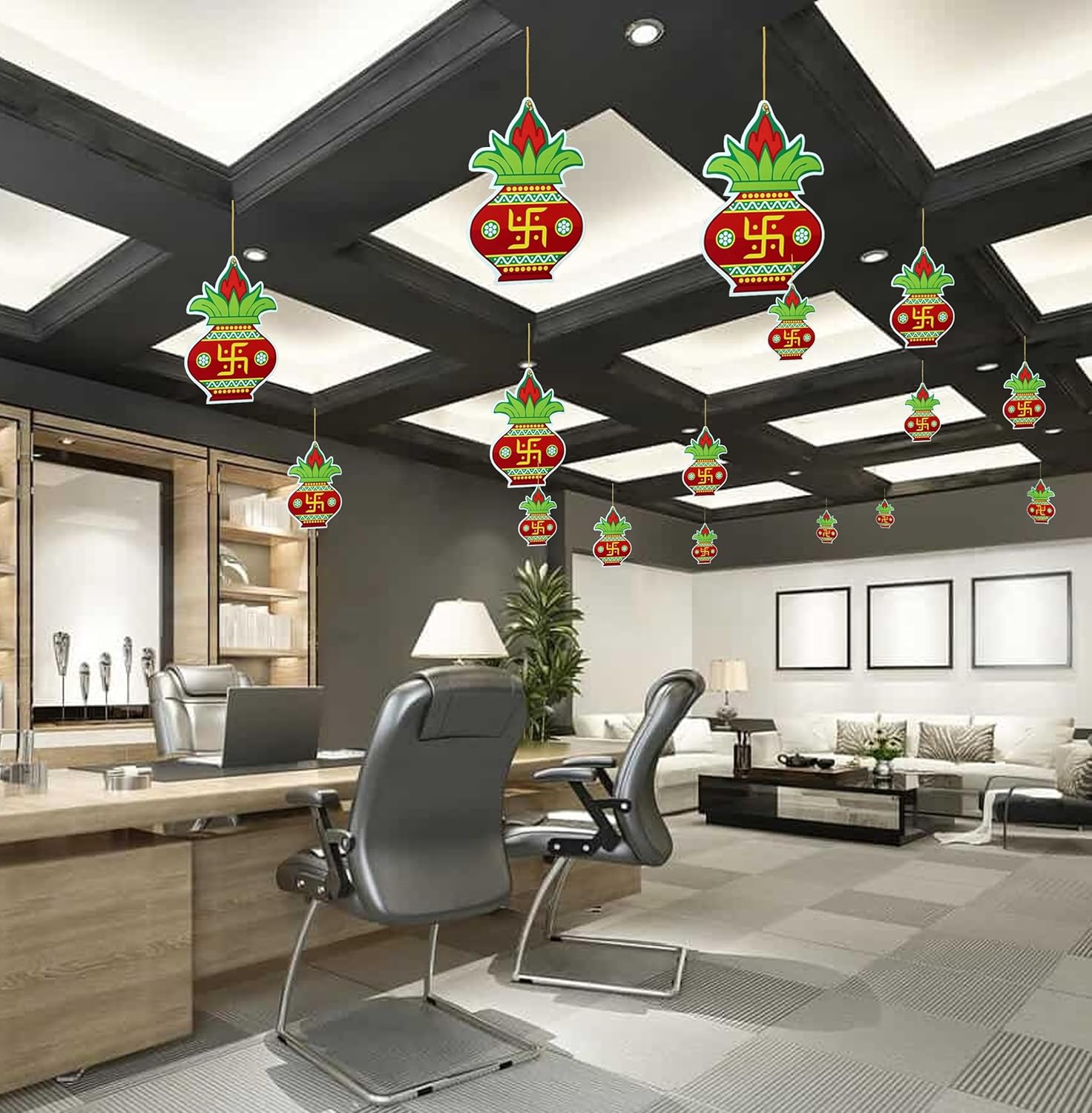 TOYXE Paper Hanging Kalash for Diwali Decoration Set of 10 Pcs