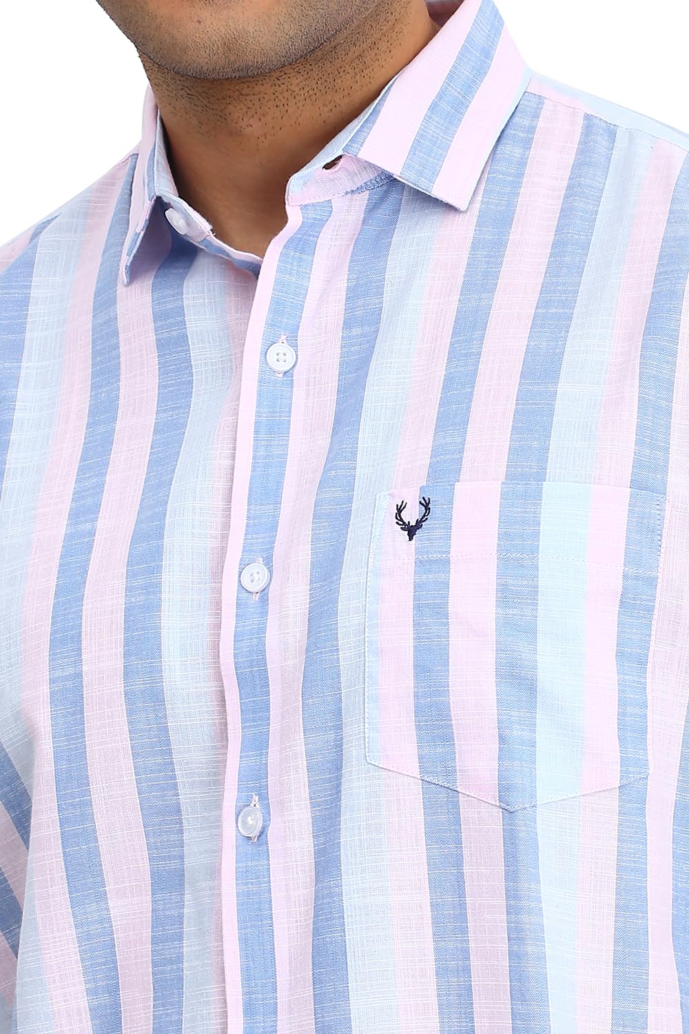 Allen Solly Men Blue Slim Fit Stripe Half Sleeves Casual Shirts