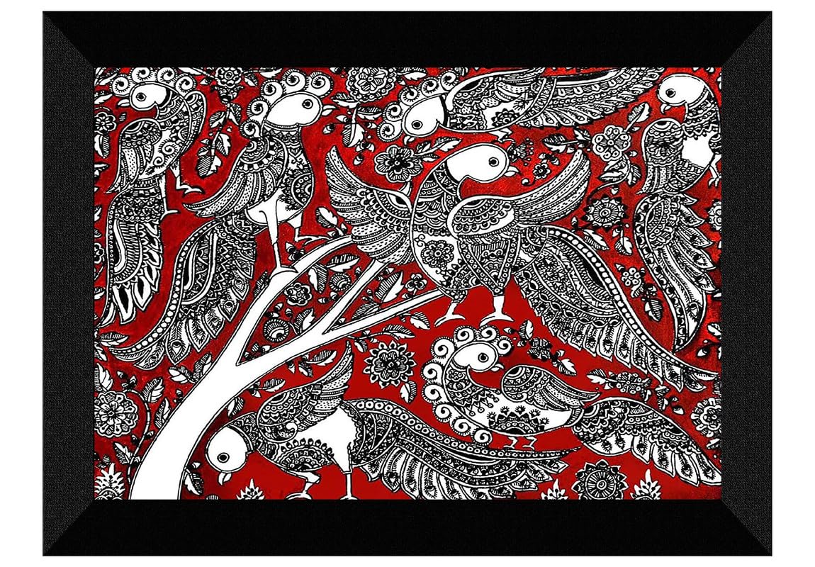 SAF paintings Madhubani Traditional Black frame painting for Wall Decoration SA-SANFK33398