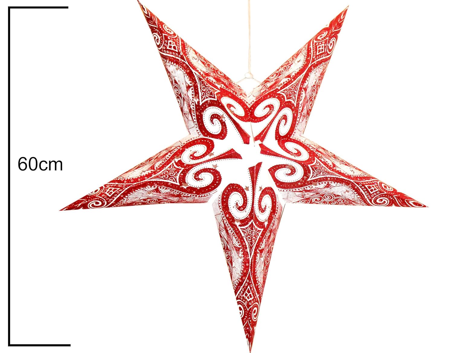 KidsyWinsy Decorative Glitter Paper Star 60cm, 5 arms, with Beautiful Design, Premium Recycled Cotton Paper Used, Perfect for Bday Party, Wedding, Anniversary and Home Decoration?