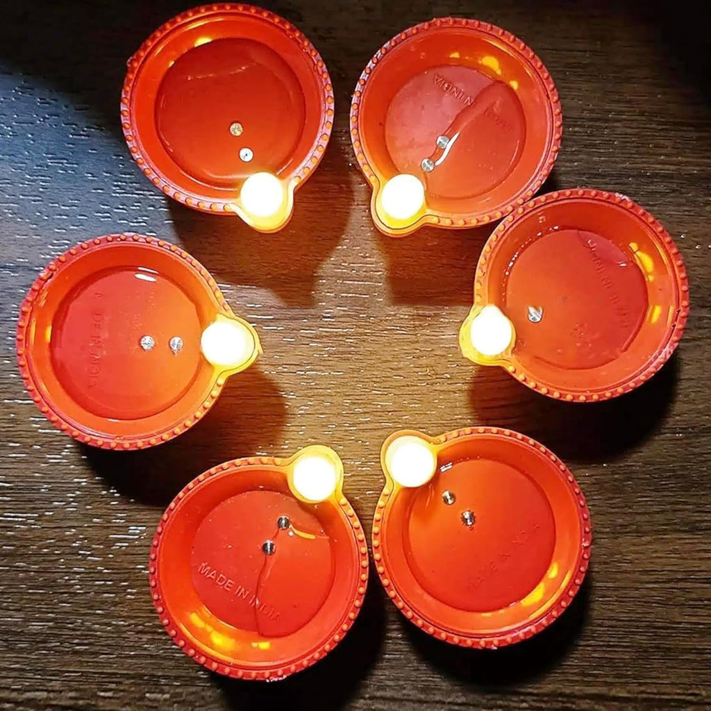 HOMFIL Water Sensor Diya Set | Electric Flameless & Smokeless Diya | LED Water Diyas for Diwali Festival, Balcony, Home & Office Decor | Useful for Diwali Festivals, Home Decor (Pack of 24)
