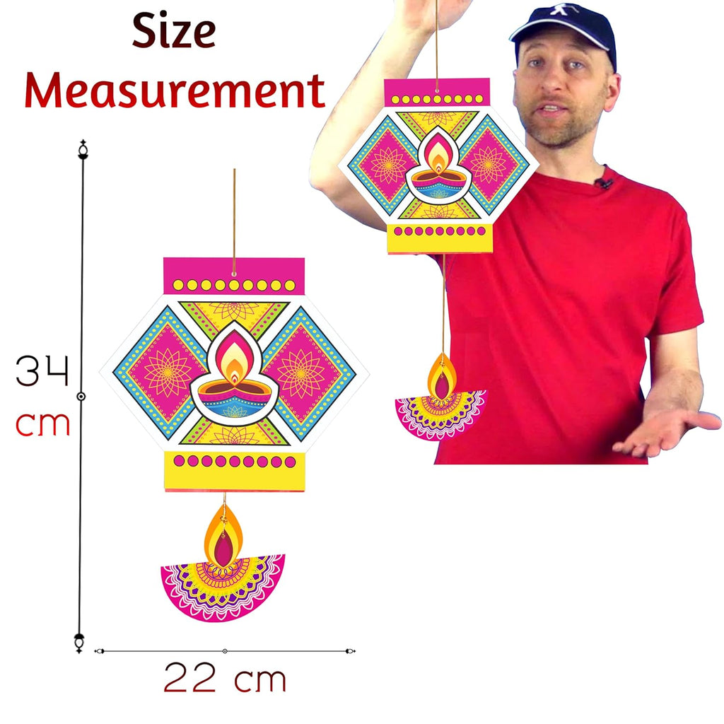 TOYXE Paper Hanging Kandeel Diya for Diwali Decoration Set of 10 Pcs