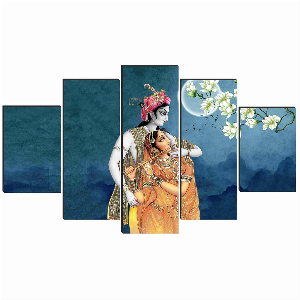 SAF Radha krishna Paintings for Wall Decoration - Set Of Five, 3d modern art Painting for Living Room Large Size with Frames for Home Decoration, Hotel, Office 76.2 cm x 45 cm SANFPNLS35472