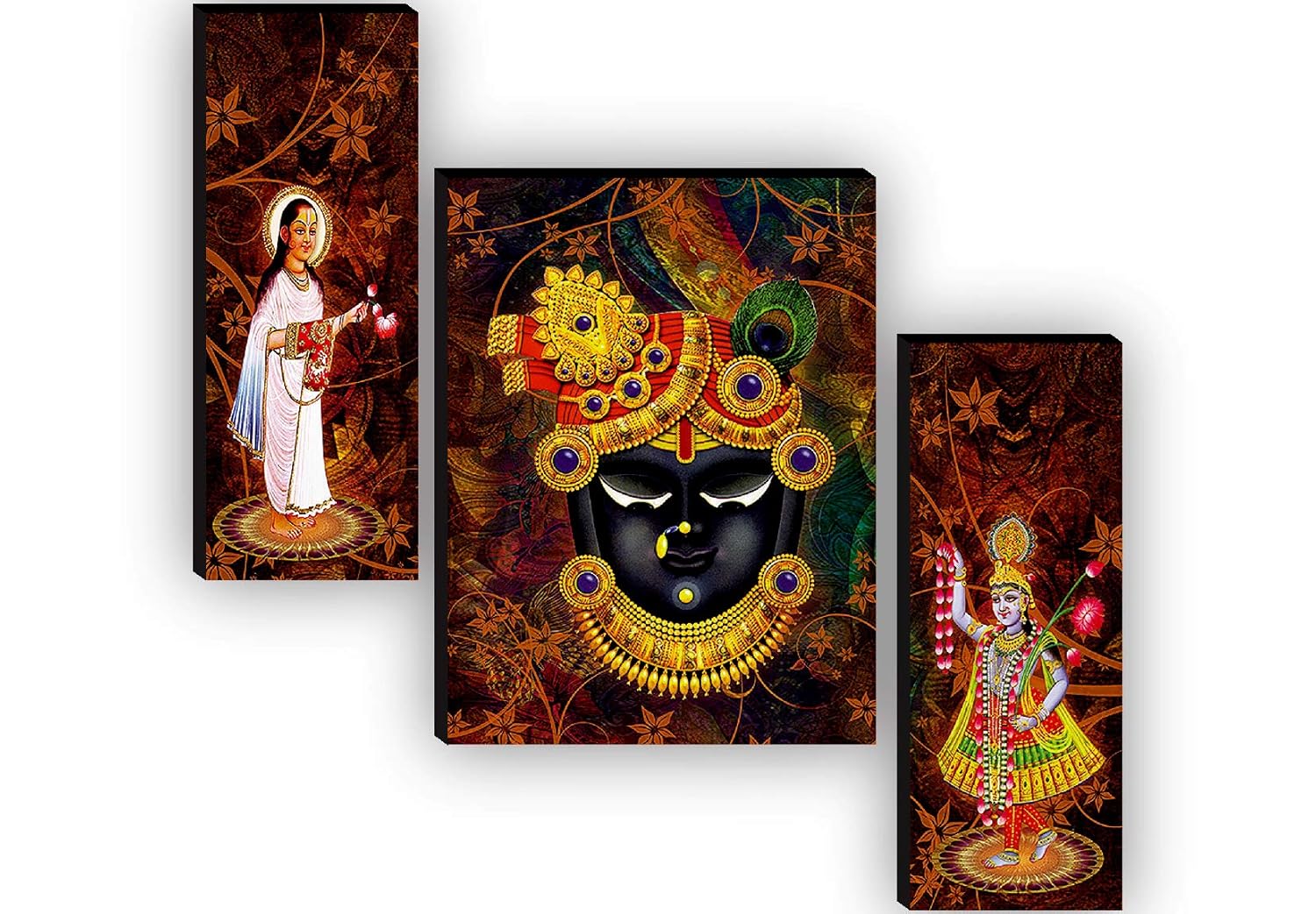 SAF paintings Set of 3 Shree Nath ji UV Textured Paintings for living room with frame Painting 12 Inch X 18 Inch SAF-JM8306
