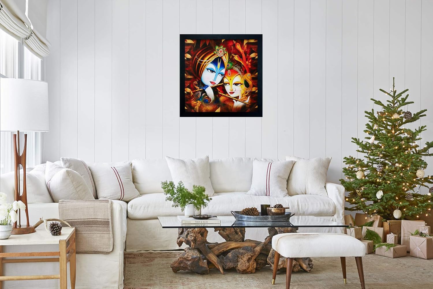 SAF paintings Radha Krishna UV Coated Home Decorative Gift Item Framed Painting 12 inch X 12 inch SPNF915G618D