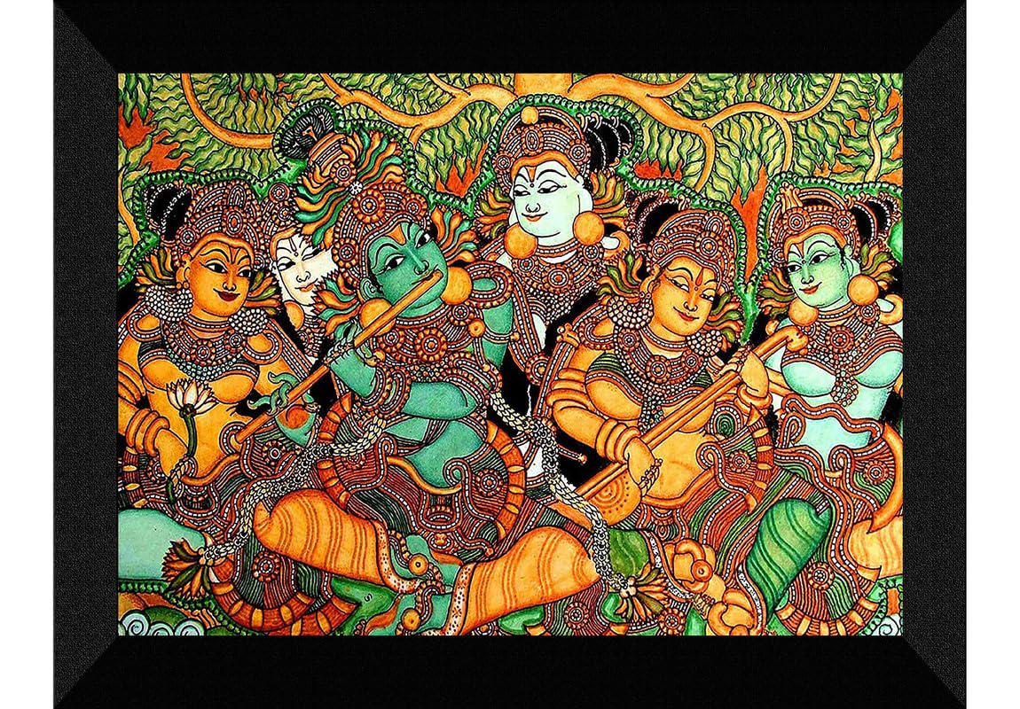 SAF paintings Kerela Mural Art Religious Black frame painting for Wall Decoration SA-SANFK33347