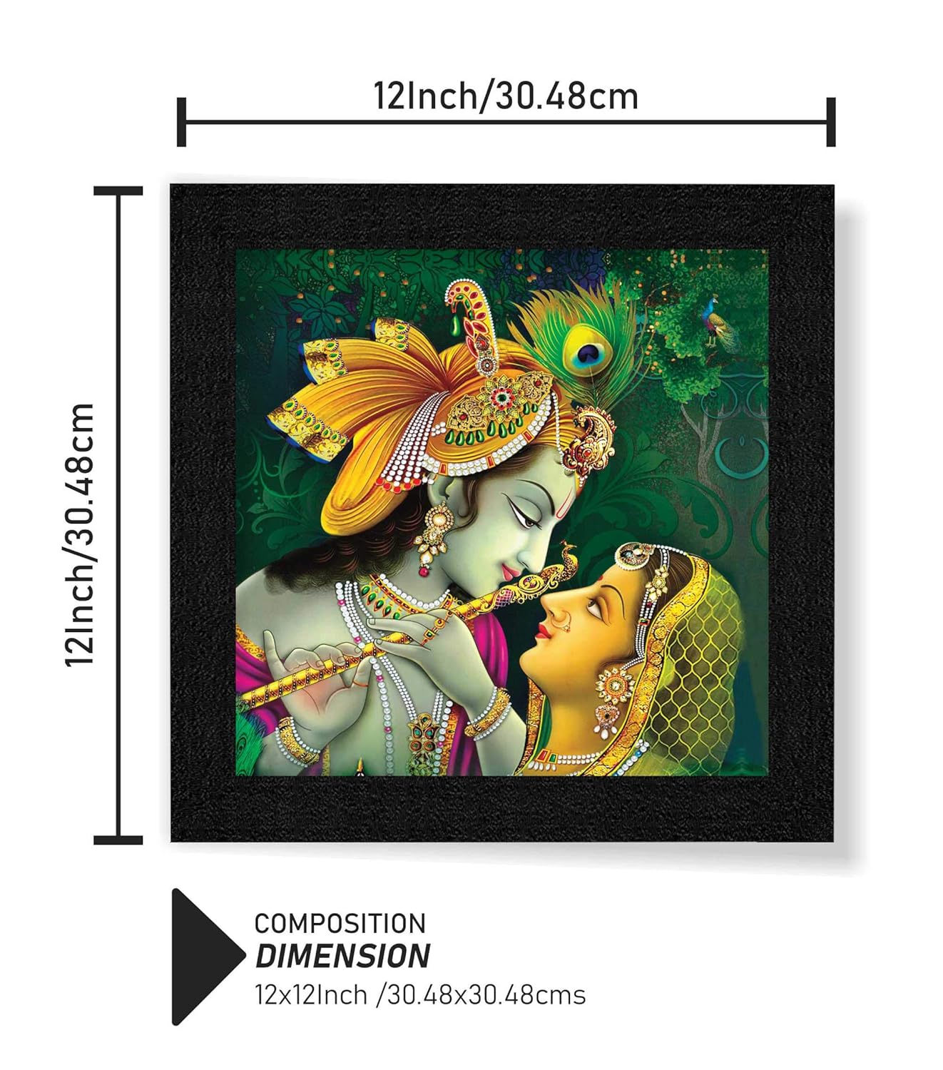 SAF paintings Religious Radha Krishna UV Coated Home Decorative Gift Item Framed Painting 12 inch X 12 inch SAA6137, Multicolor