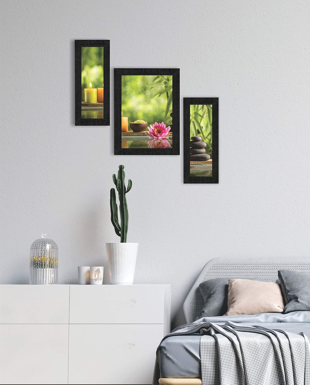 SAF paintings Synthetic Landscapes Framed Painting, Lotus, 22.5 x 13.5 inch-Multicolour SANFSA9187