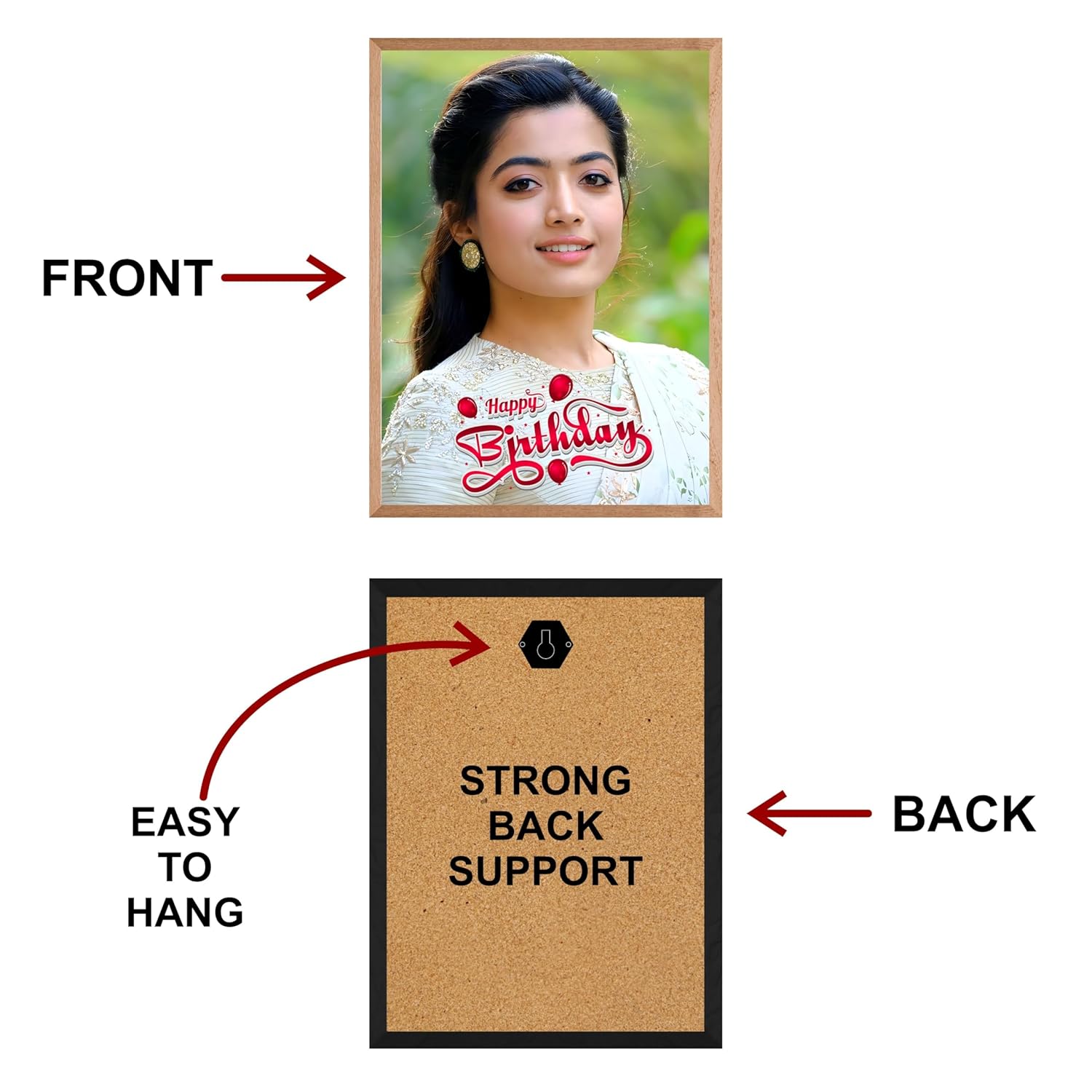 SAF photo frame Happy birthday Customized natural color Frame Photo Frame For home And wall décor,Living Room And Bedroom||Personalized Photo Frame Couple,Family,and Friends 30 cm x 23 cm PF-N-23