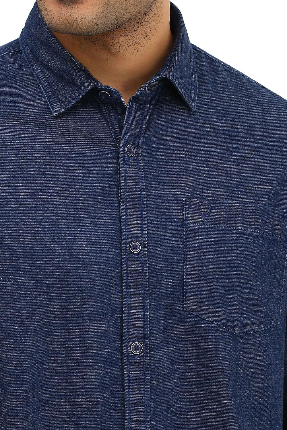 Allen Solly Men Navy Custom Fit Solid Full Sleeves Casual Shirts