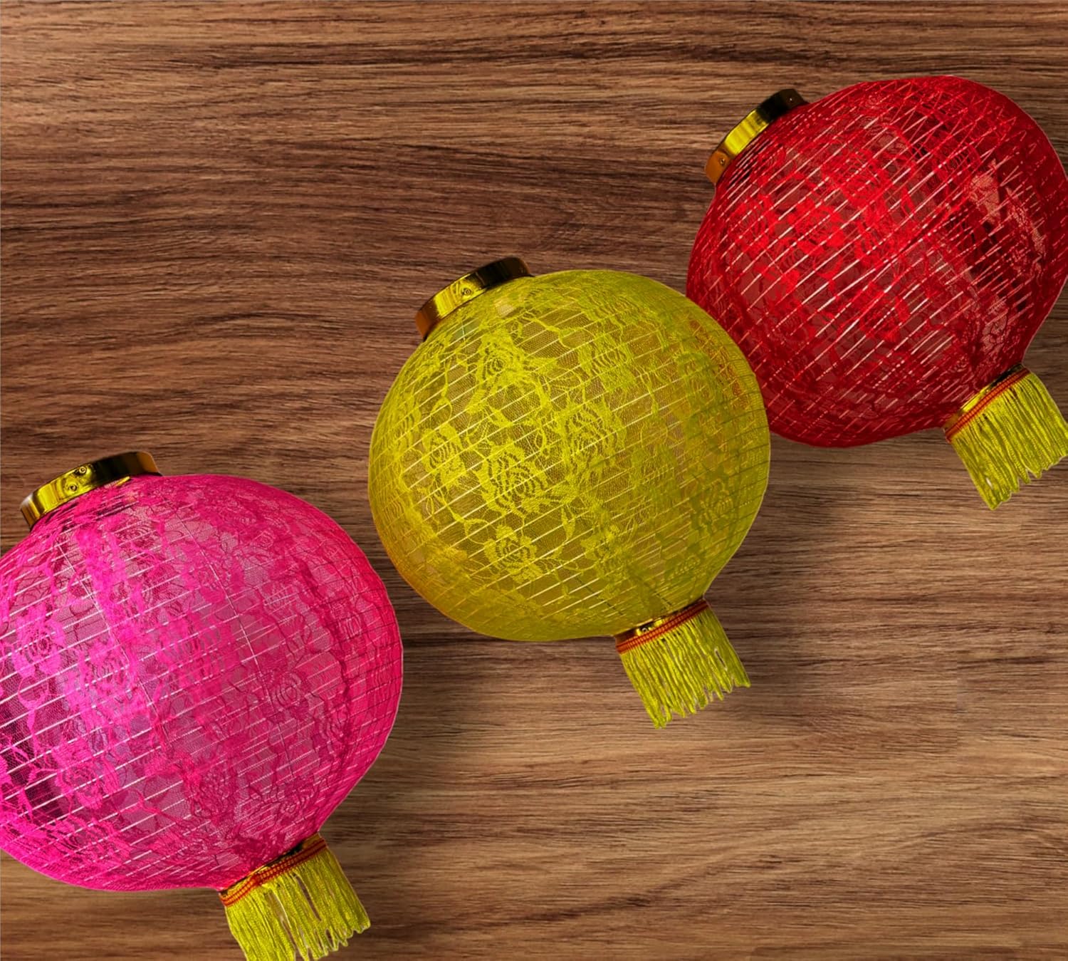 PartySanthe 16inch Colorful and Bright Cloth Diwali Hanging Lantern Handmade Festive Lantern Chinese Traditional Lantern Any 1pc