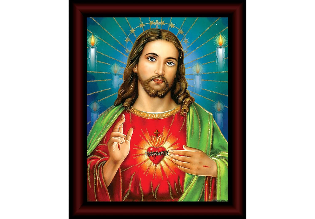 SAF paintings Lord Jesus Sparkle Framed Acrylic Glass Painting 14 inch x 11 inch SANFR03
