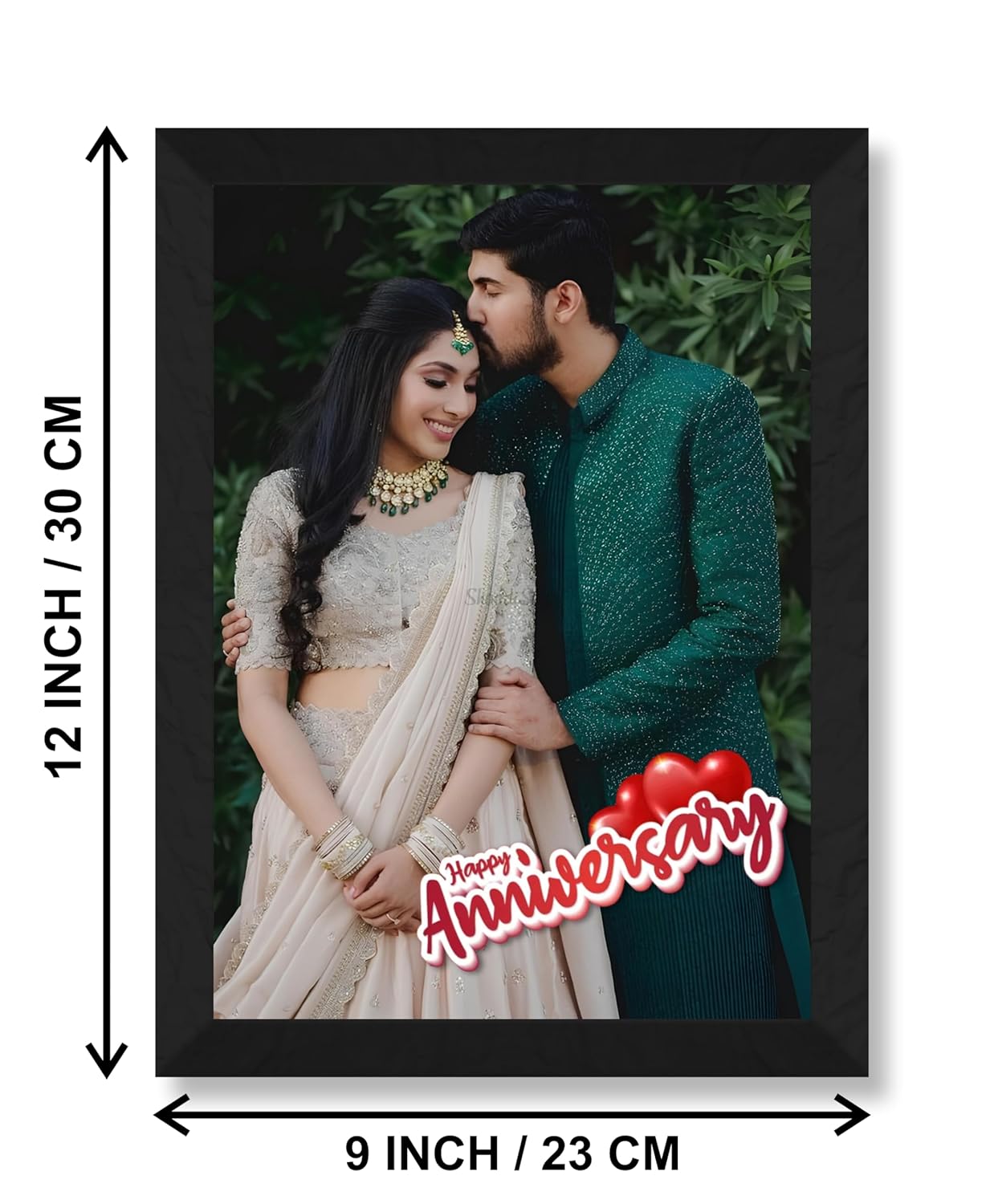 SAF photo frame Customized Happy anniversary Black Frame Photo Frame For home And wall décor,Living Room And Bedroom||Personalized Photo Frame Couple,Family,and Friends 30 cm x 23 cm PF-B-01