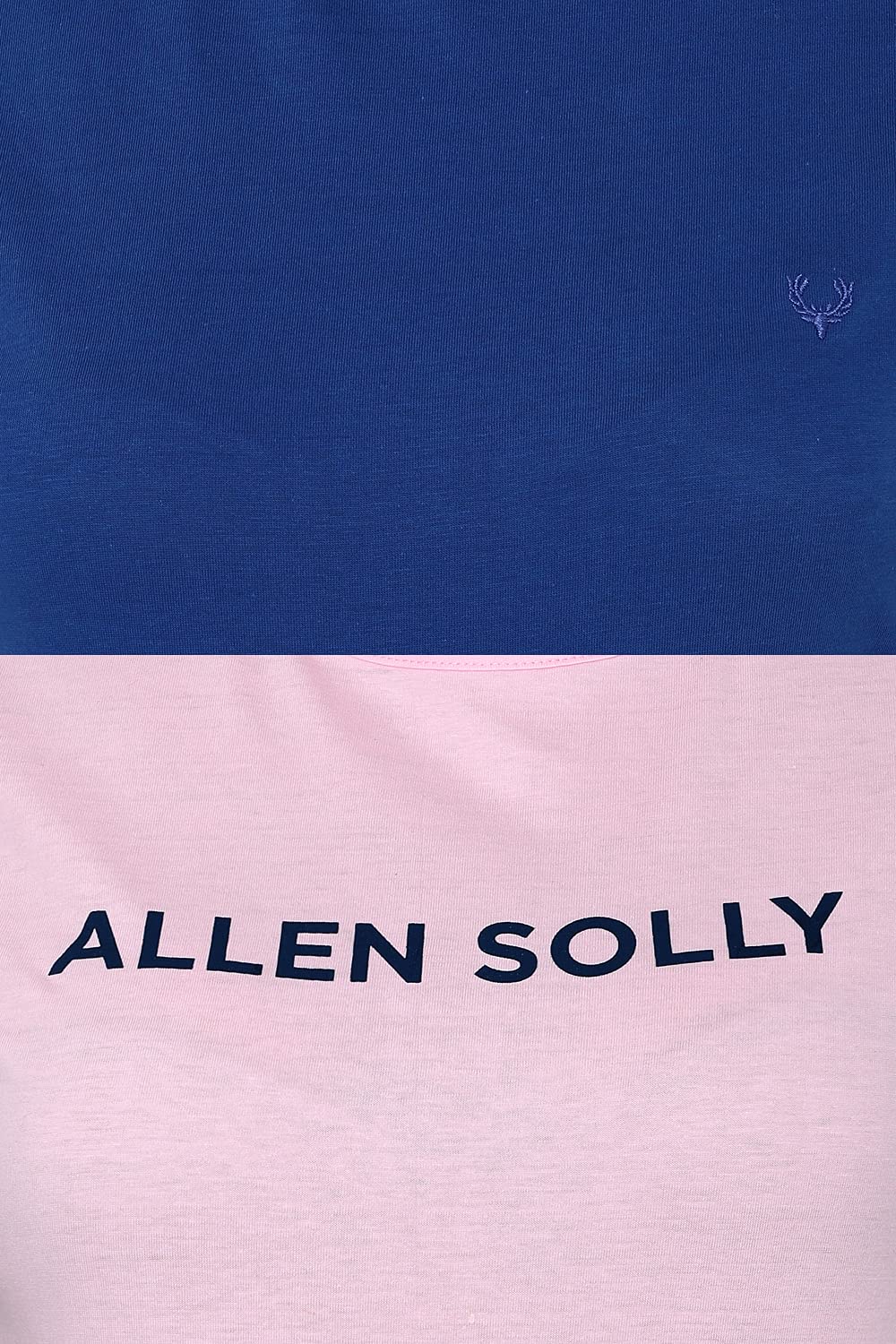 Allen Solly Women's Cotton Medium Blue Plain Short Sleeve T-Shirt